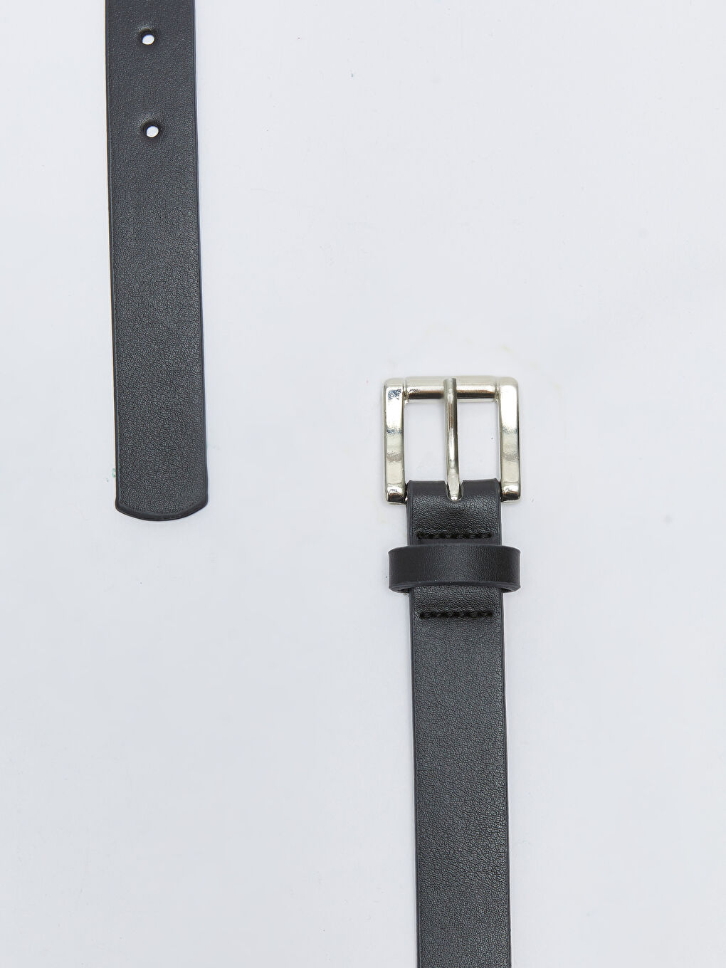 Siyah Deri Görünümlü Kapitoneli Kadın Cüzdan ve Düz Kemer-4