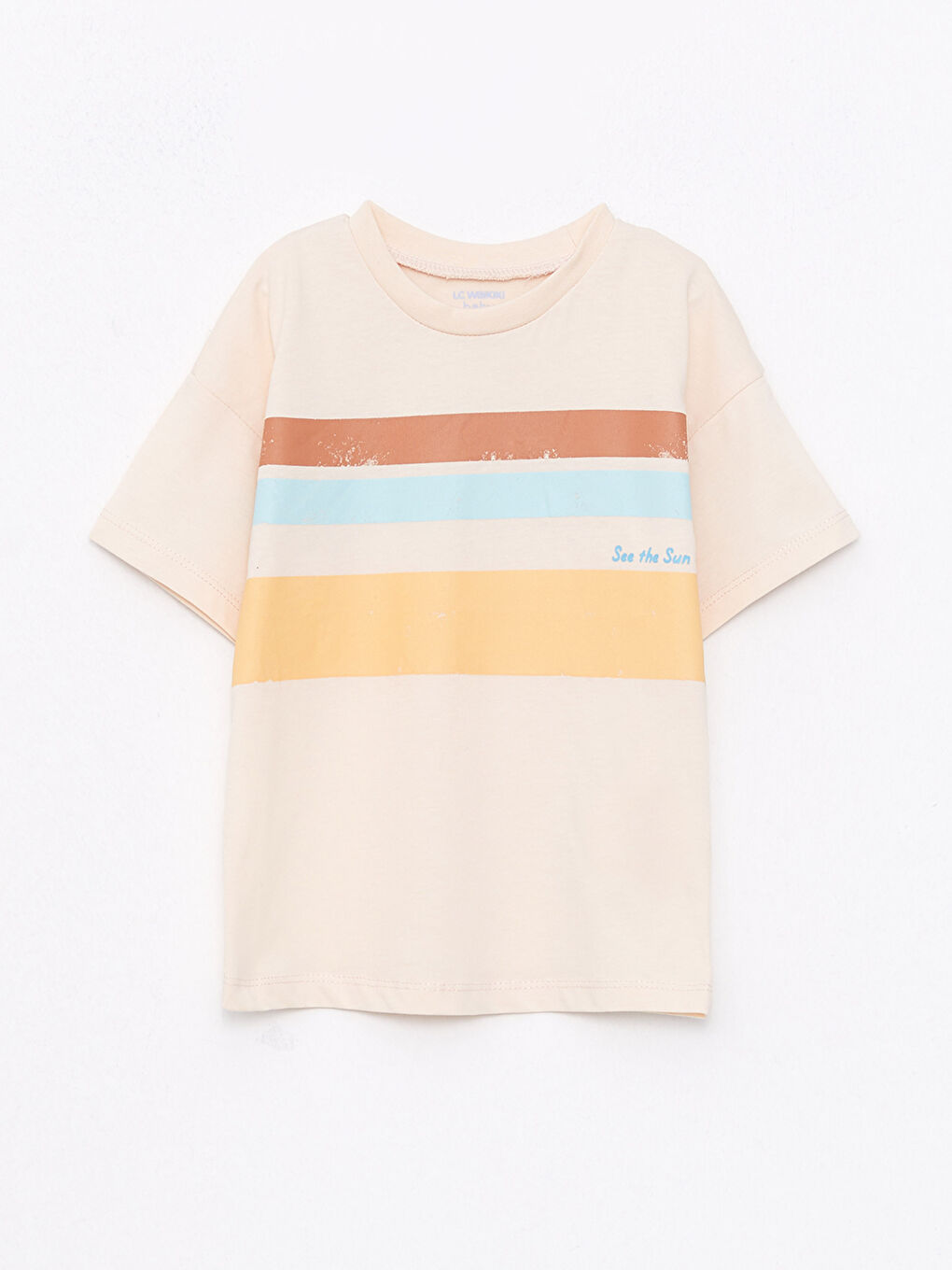 Crew Neck Short Sleeve Striped Cotton Baby Boy T-shirt