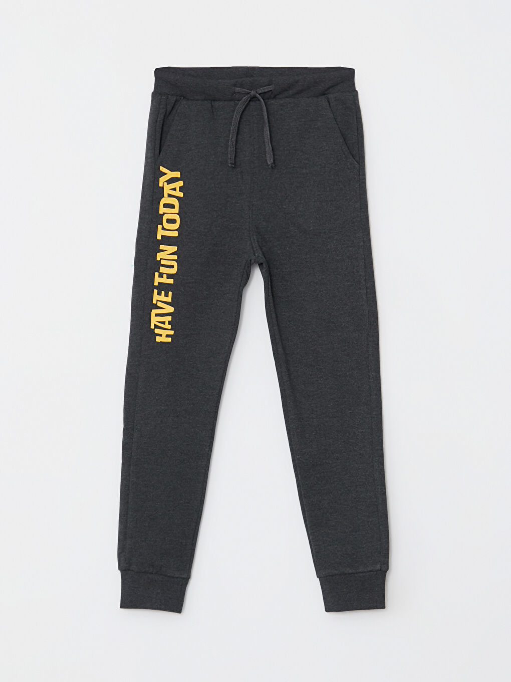 Antrasit Beli Lastikli Baskılı Erkek Çocuk Jogger Eşofman Altı