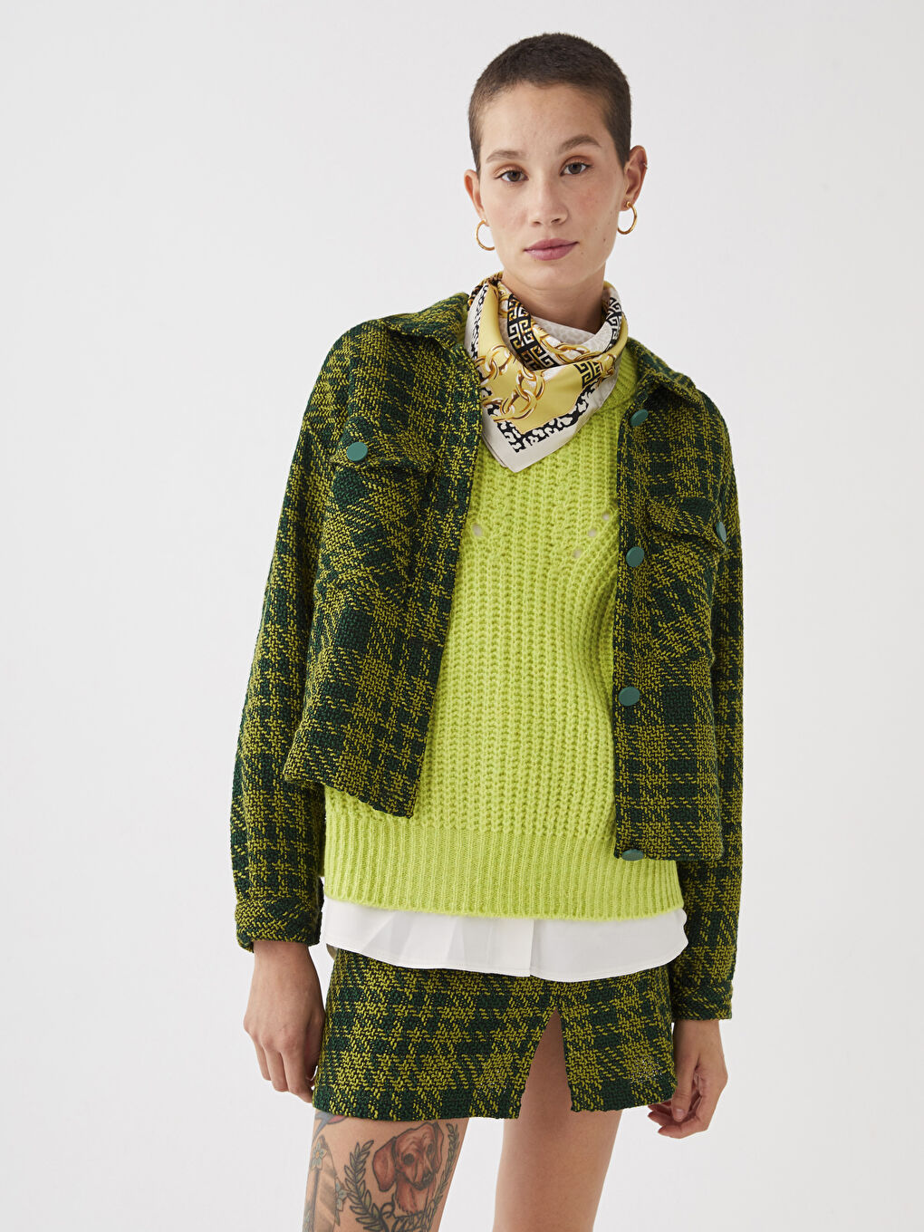 Zippered Waist Plaid A-Line Tweed Women's Skirt -W2GQ04Z8-LME