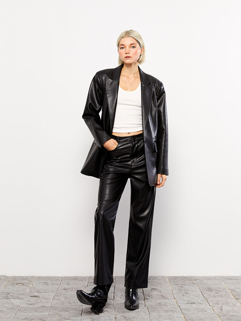 әйелдерге арналған жасанды былғары шалбар-2