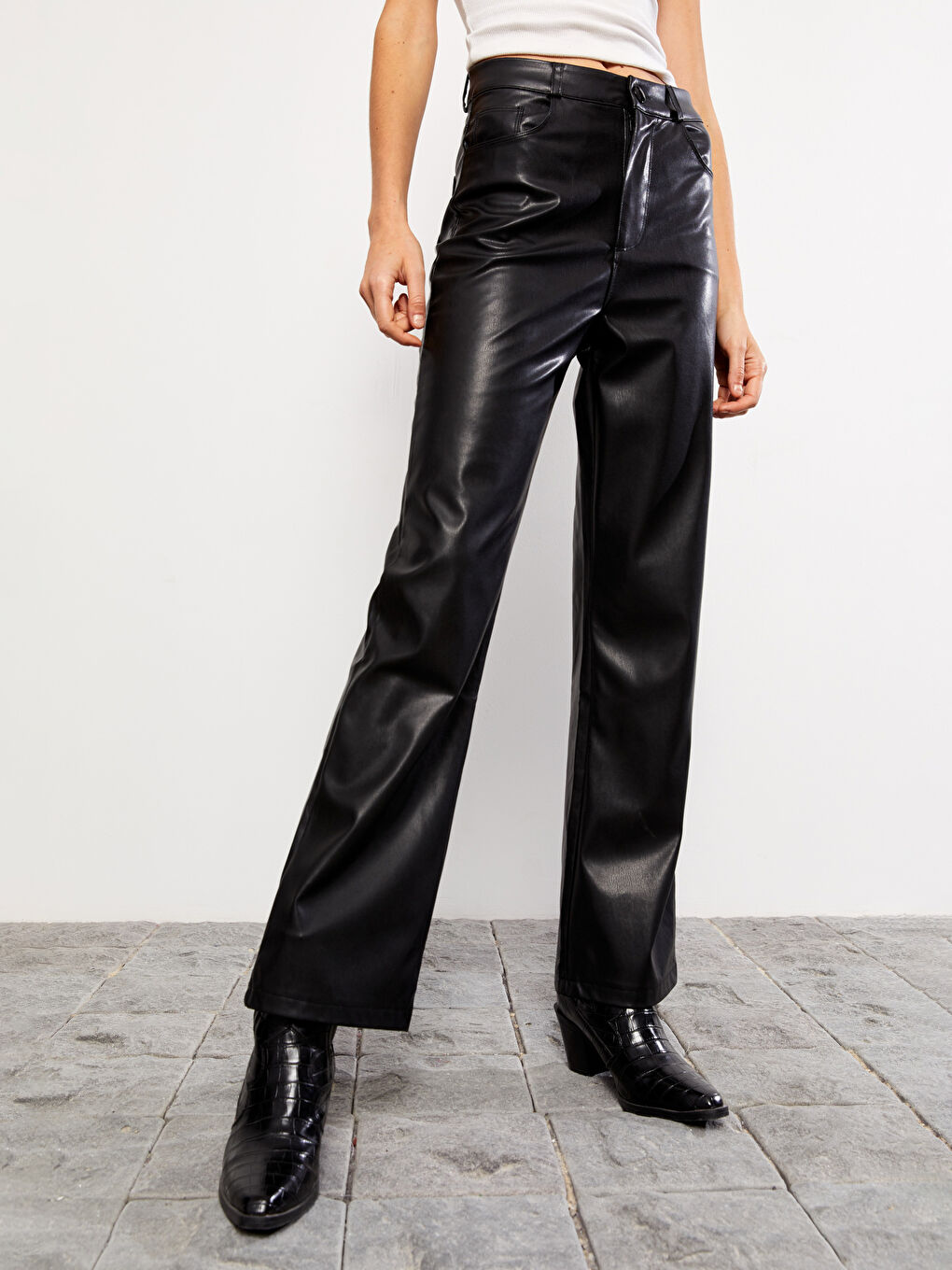 әйелдерге арналған жасанды былғары шалбар-10