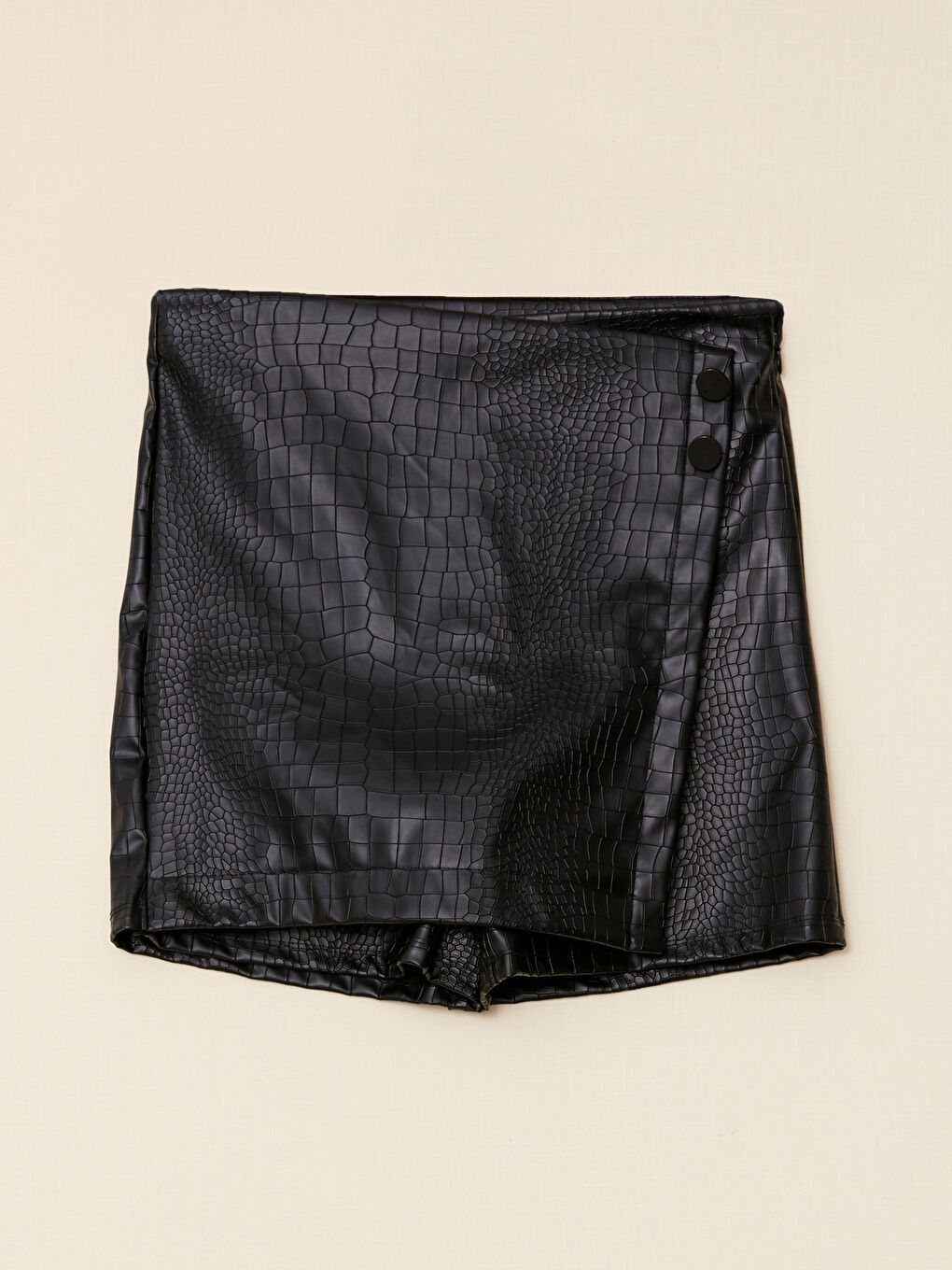 Women's Leather Look Short Skirt-11