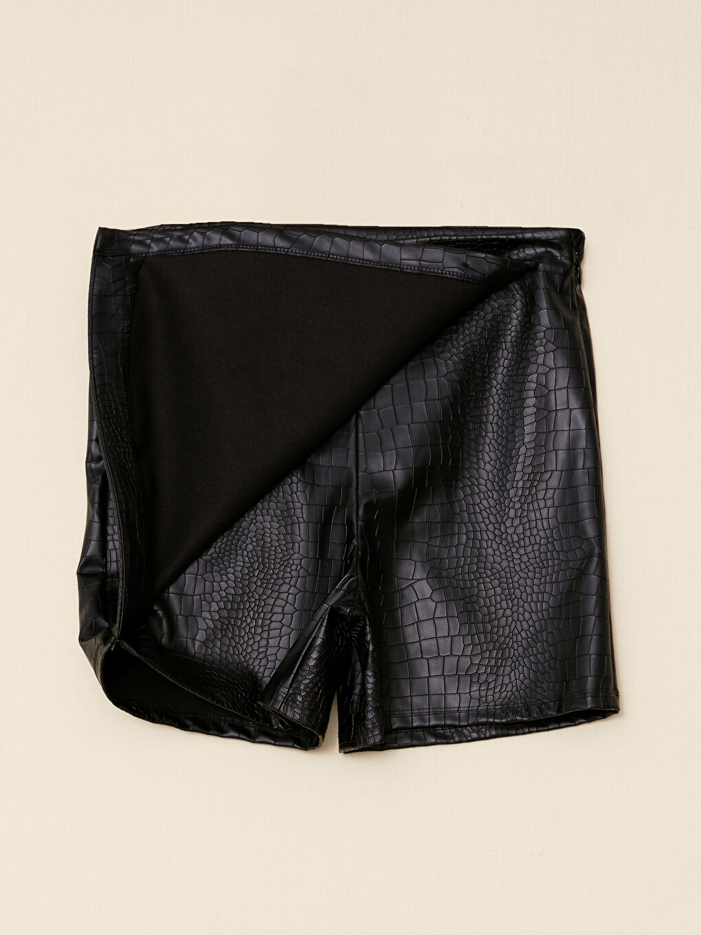 Women's Leather Look Short Skirt-12