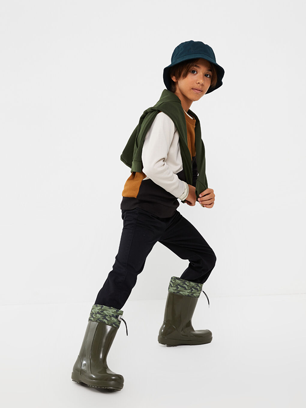 Haki Kamuflaj Desenli Erkek Çocuk Yağmur Botu-1