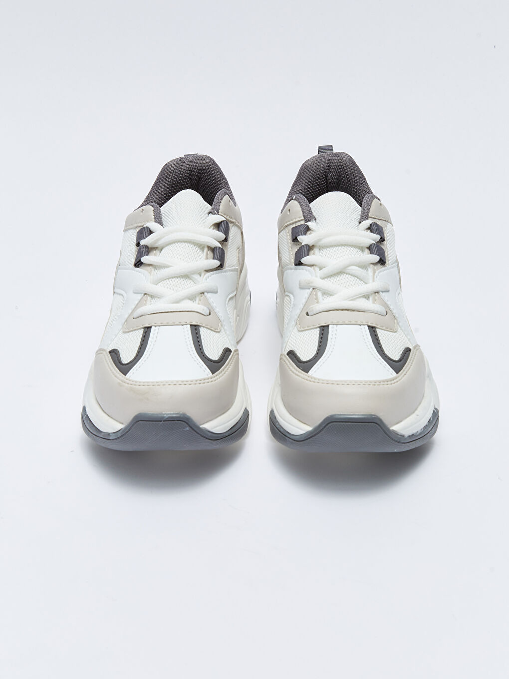 Bej Bağcıklı Kalın Taban Kadın Aktif Spor Ayakkabı-2