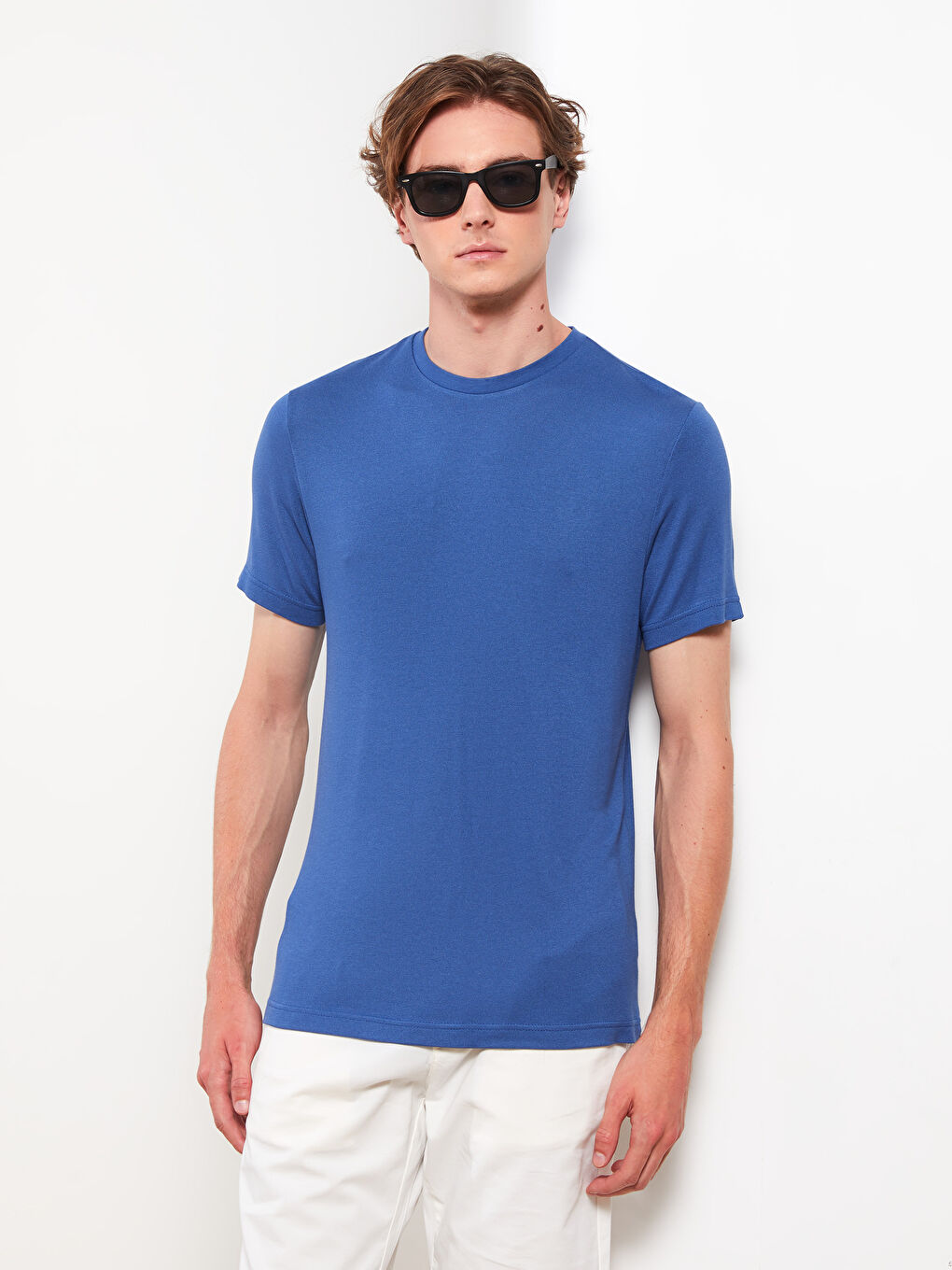 Mavi Bisiklet Yaka Kısa Kollu Erkek Tişört-1