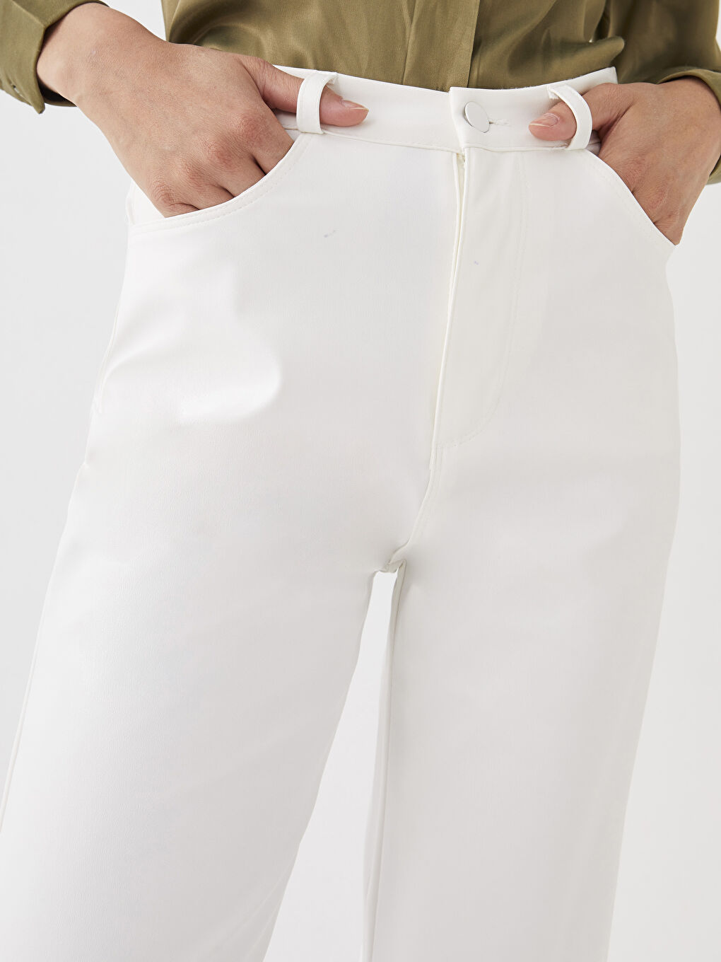 بنطلون سادة بقصة عادية للسيدات-6