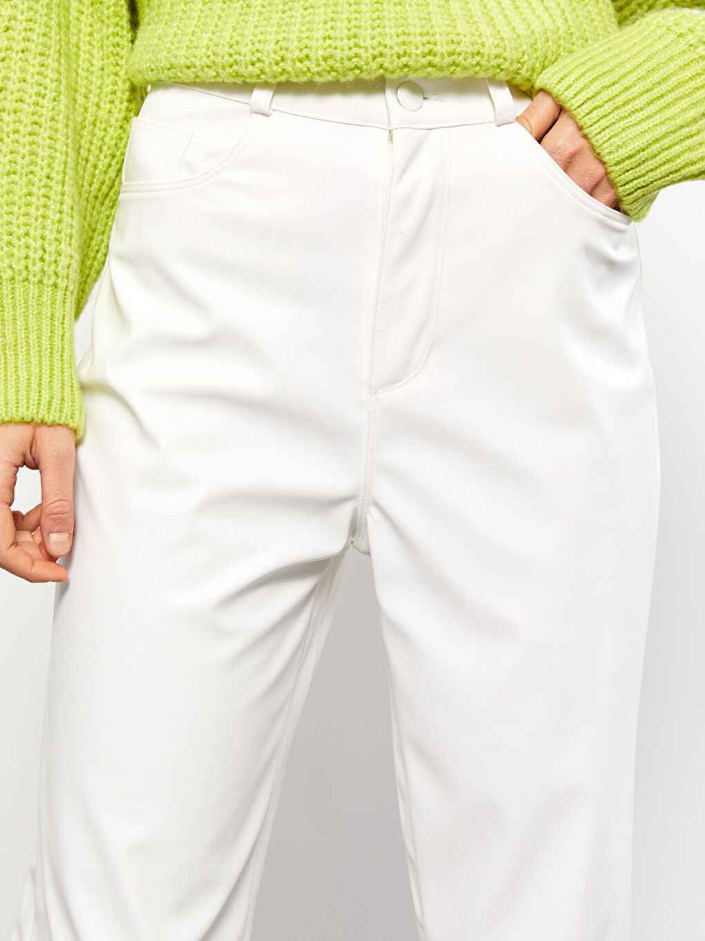 بنطلون سادة بقصة عادية للسيدات-5