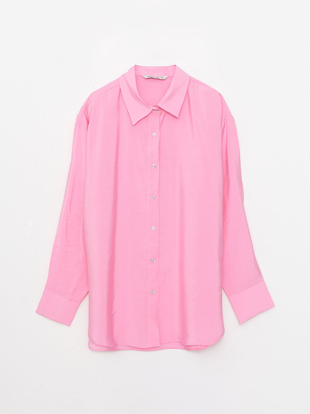 Front Button Closure Straight Long Sleeve Oversize Women's Shirt-5