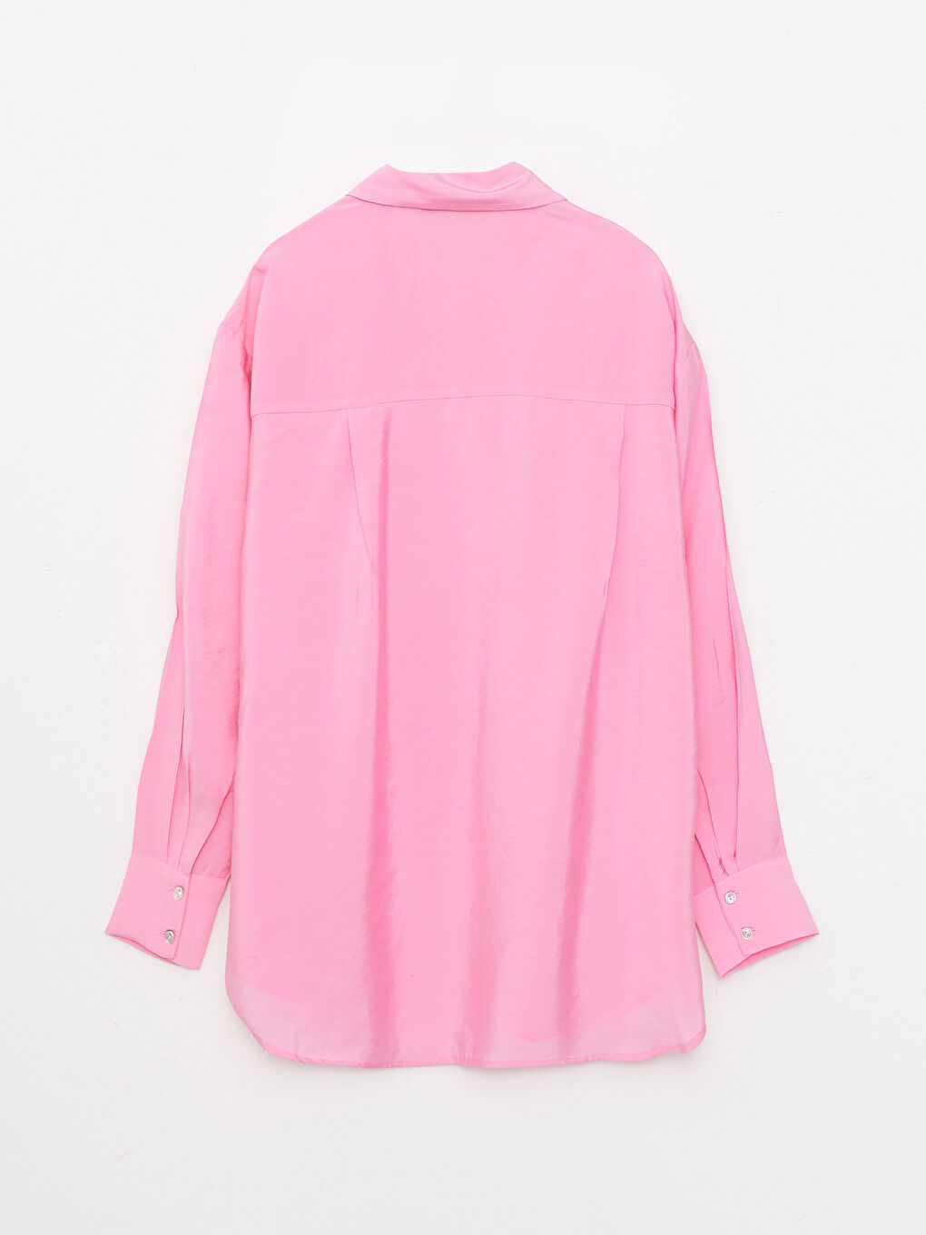 Front Button Closure Straight Long Sleeve Oversize Women's Shirt-6