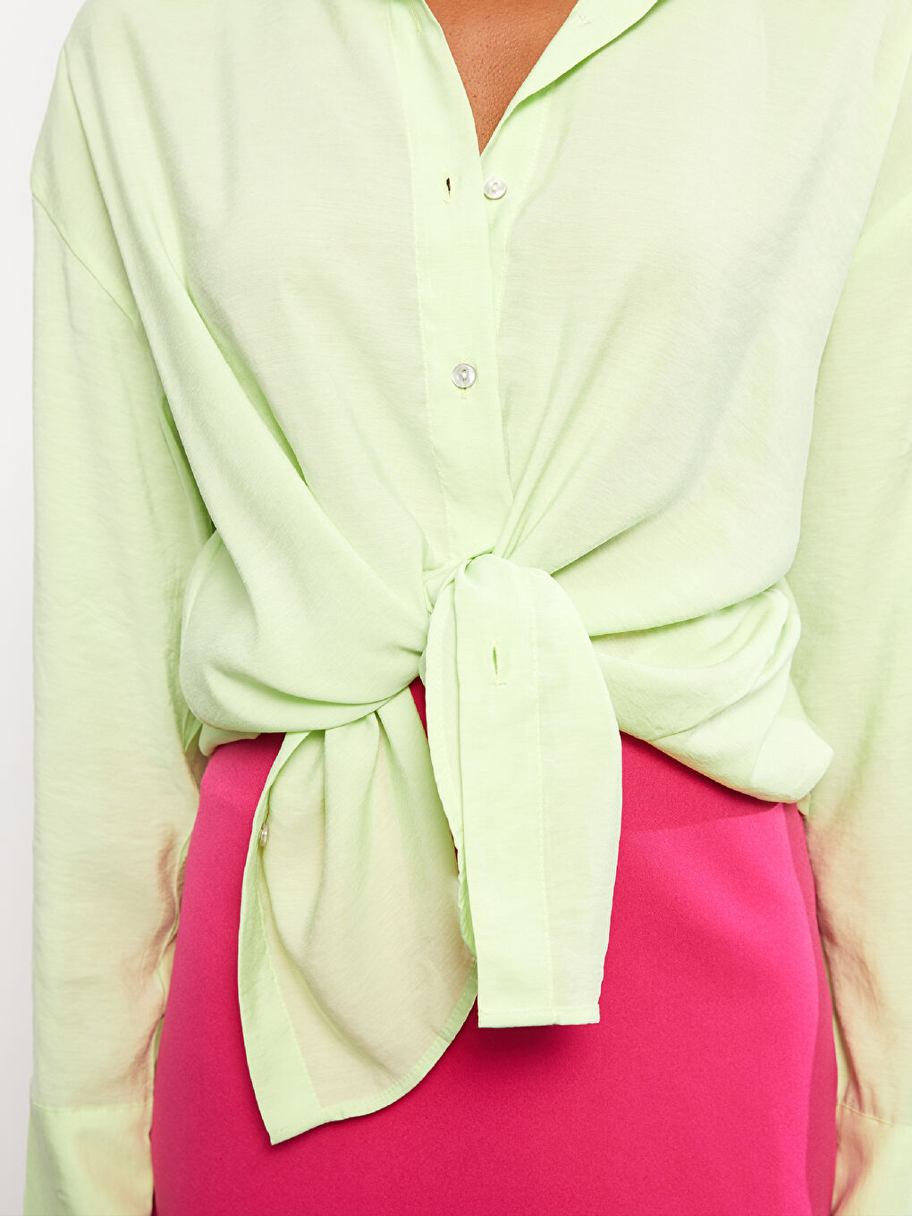 Front Button Closure Straight Long Sleeve Oversize Women's Shirt-3