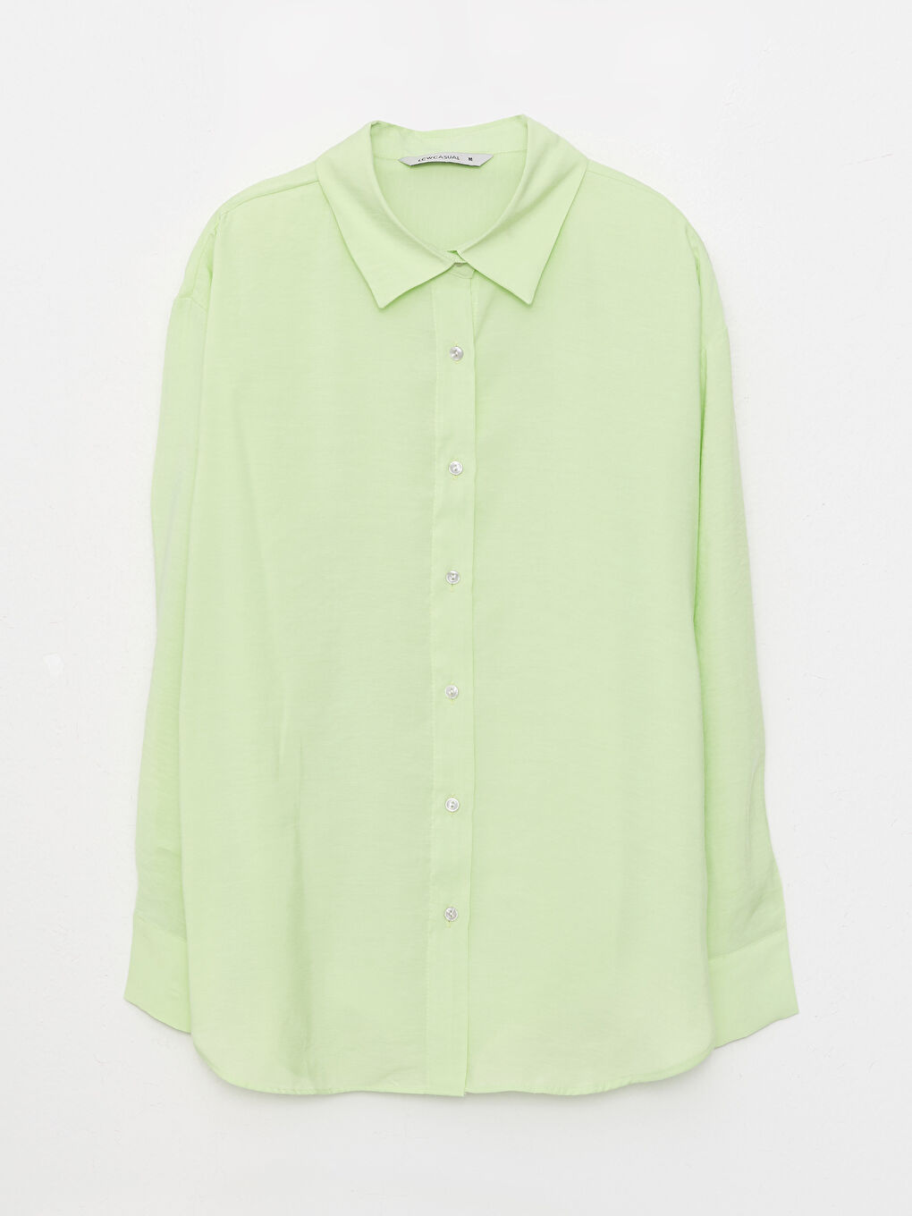 Front Button Closure Straight Long Sleeve Oversize Women's Shirt-5