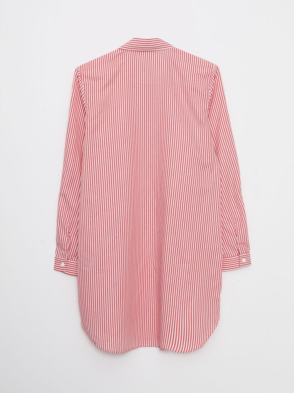 Kırmızı Düz Uzun Kollu Kadın Gömlek Tunik-5