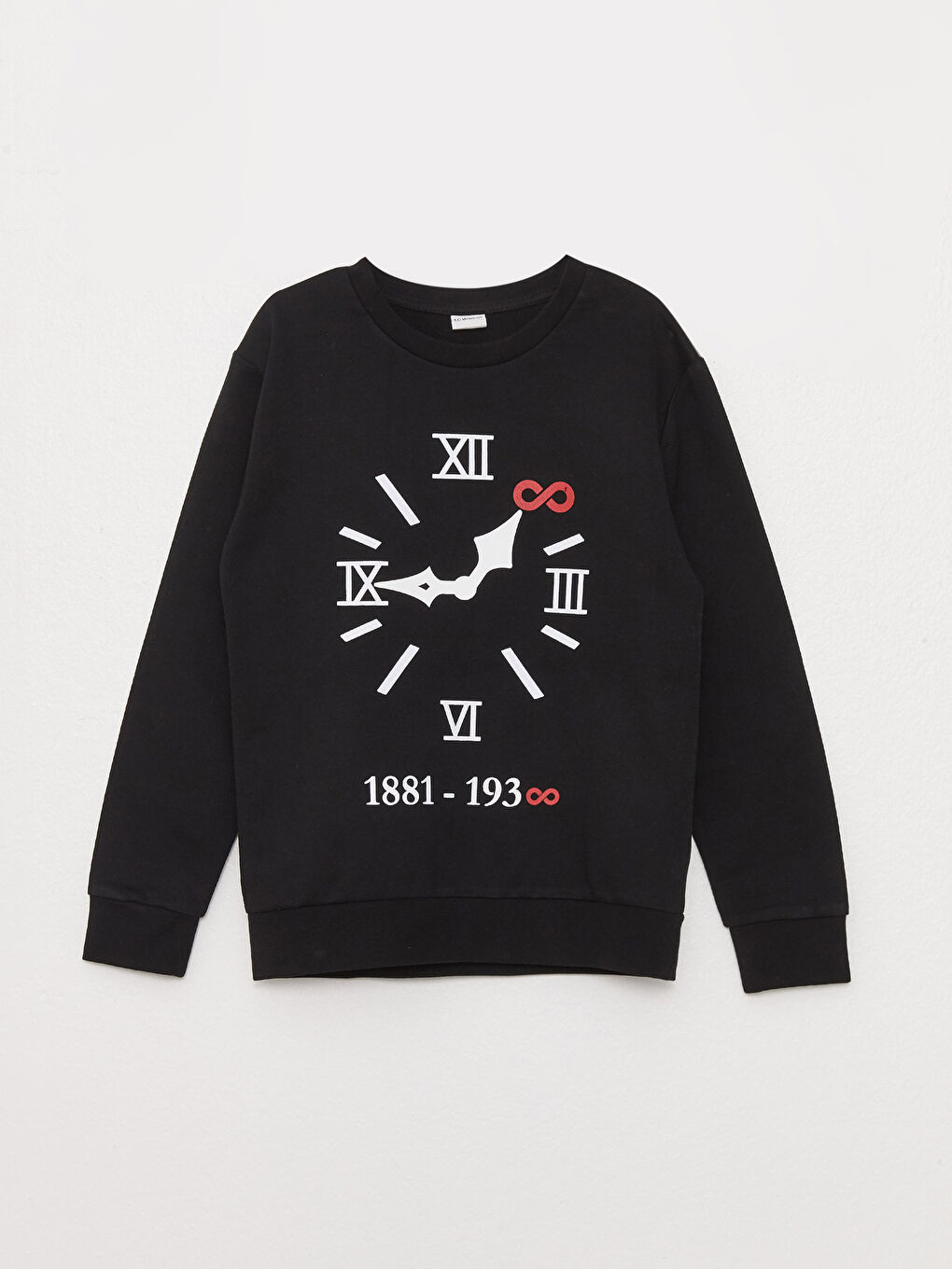 LCW Kids Yeni Siyah Bisiklet Yaka Baskılı Uzun Kollu Erkek Çocuk Sweatshirt