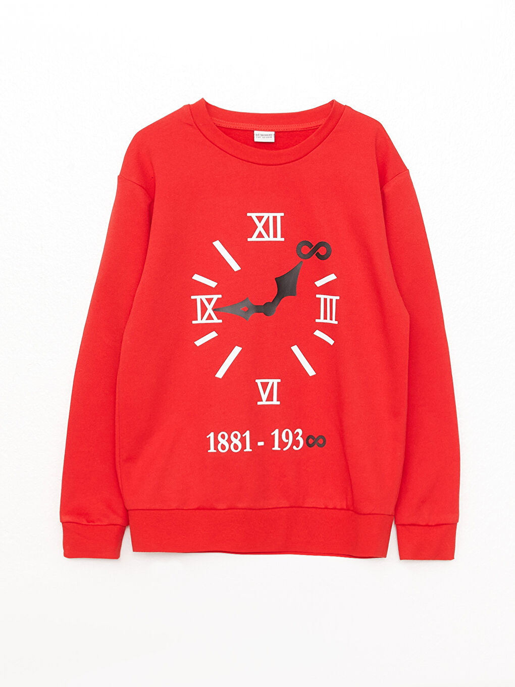 Kırmızı Bisiklet Yaka Baskılı Uzun Kollu Erkek Çocuk Sweatshirt