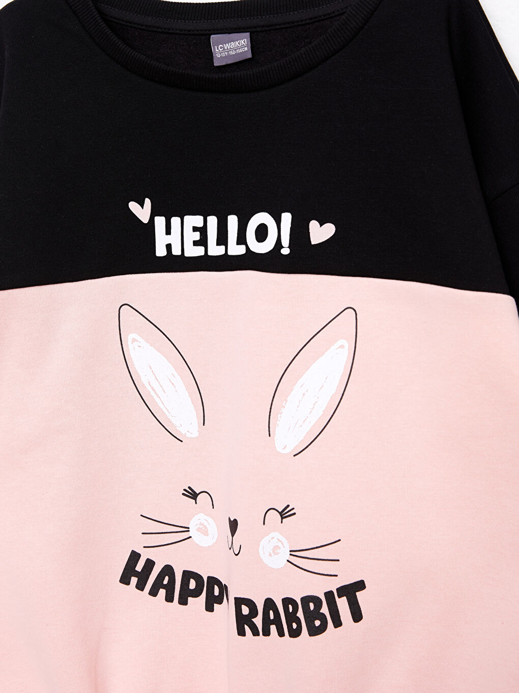 Siyah Bisiklet Yaka Baskılı Uzun Kollu Kız Çocuk Sweatshirt ve Tayt-3