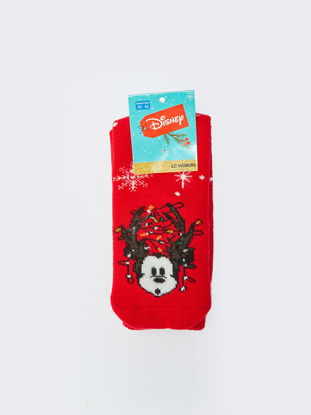 Kırmızı Mickey Mouse Baskılı Erkek Soket Çorap-1