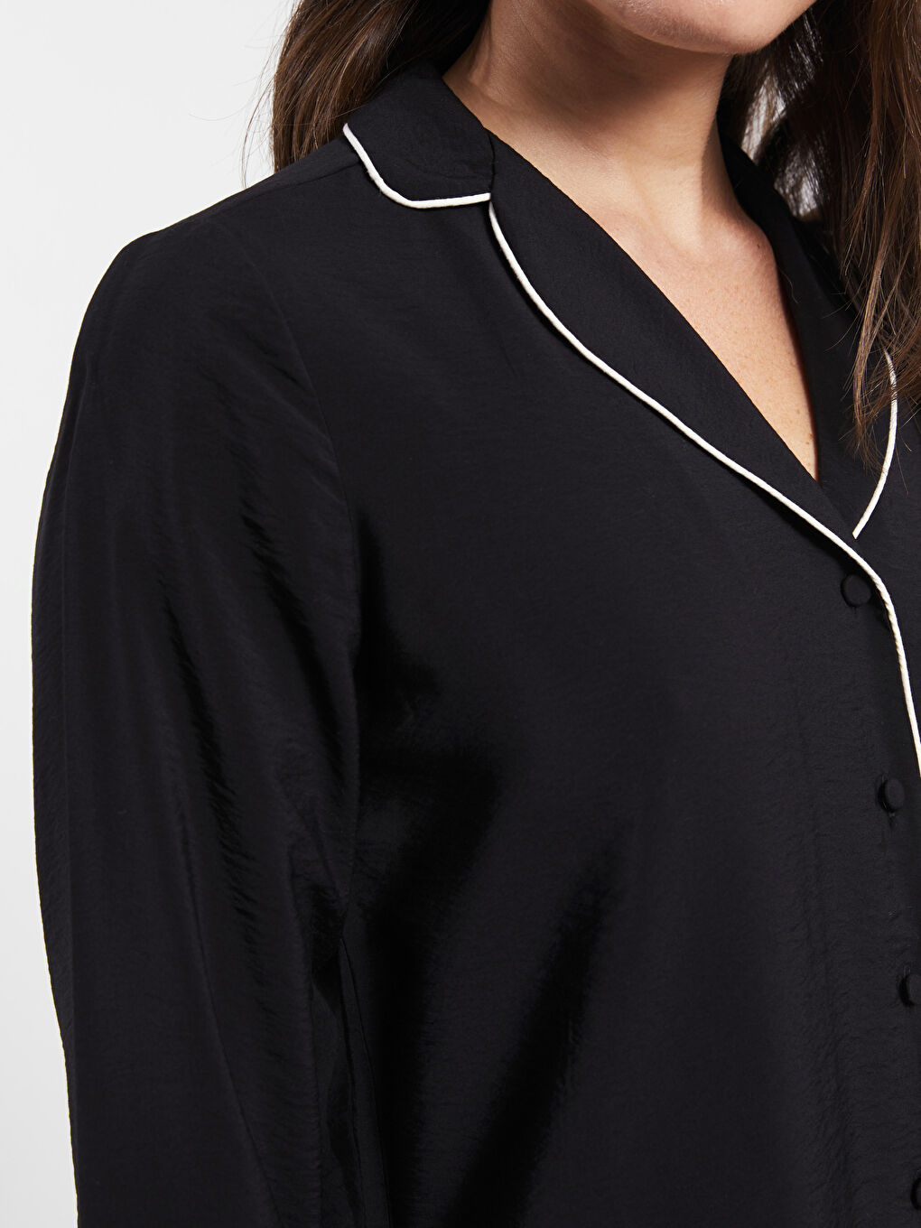 LC Waikiki Collared Neck Plain Long Sleeve Women's Pyjama Set -W2GS63Z8-CVL