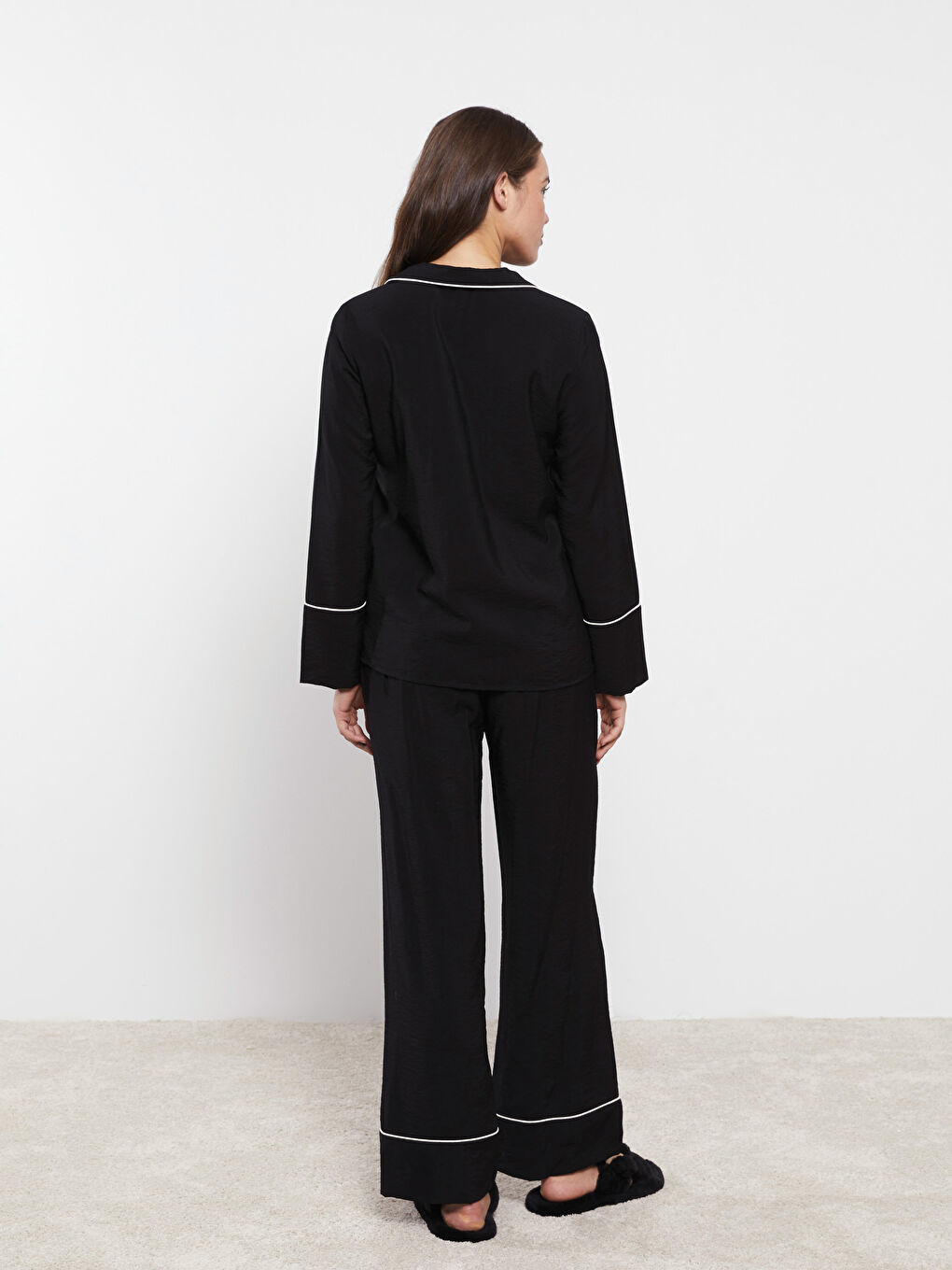 LC Waikiki Collared Neck Plain Long Sleeve Women's Pyjama Set -W2GS63Z8-CVL