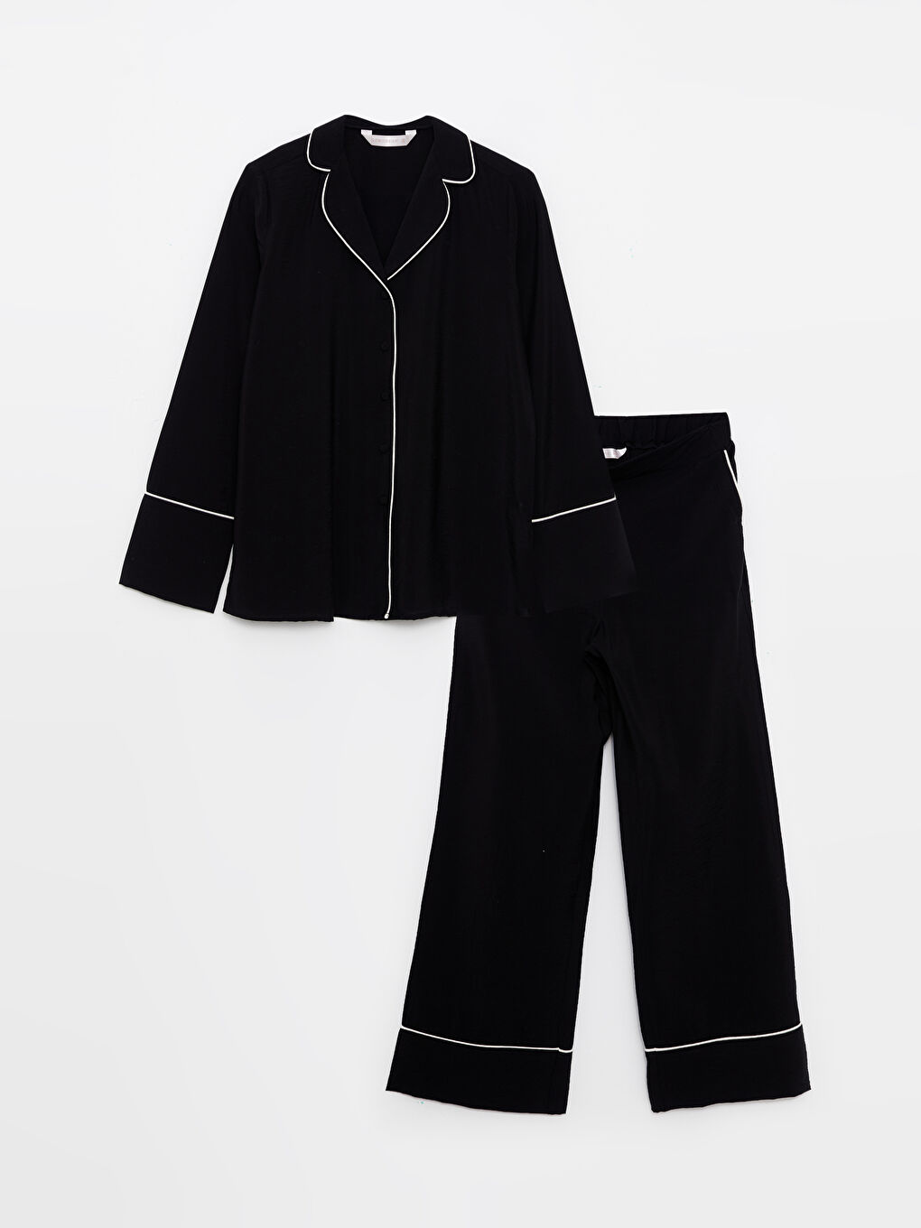 LC Waikiki Collared Neck Plain Long Sleeve Women's Pyjama Set -W2GS63Z8-CVL