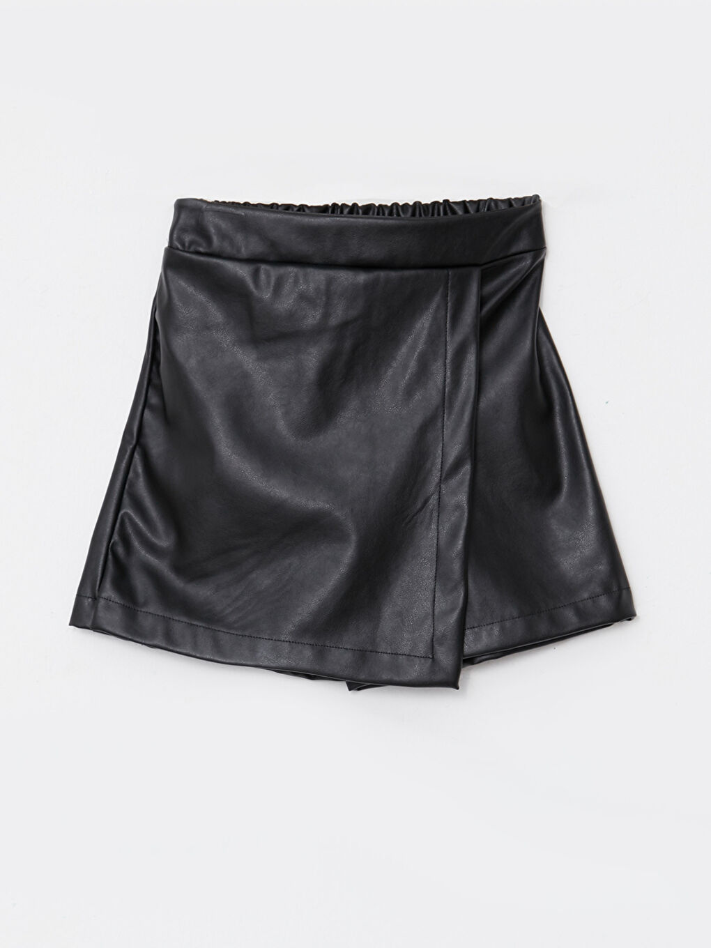 Серпімді белдік жасанды былғары қыз шорты-белдемше-3