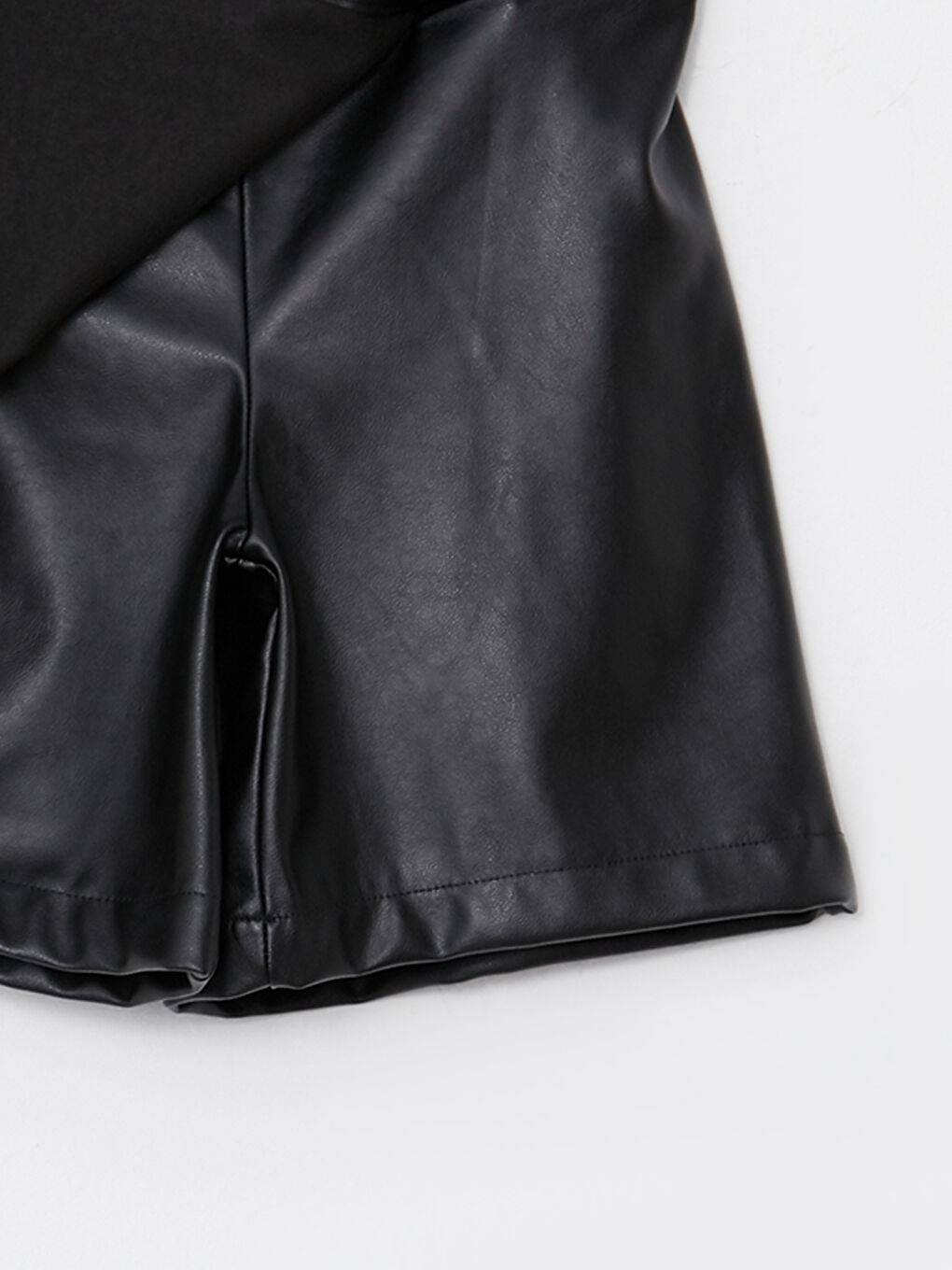 Серпімді белдік жасанды былғары қыз шорты-белдемше-5