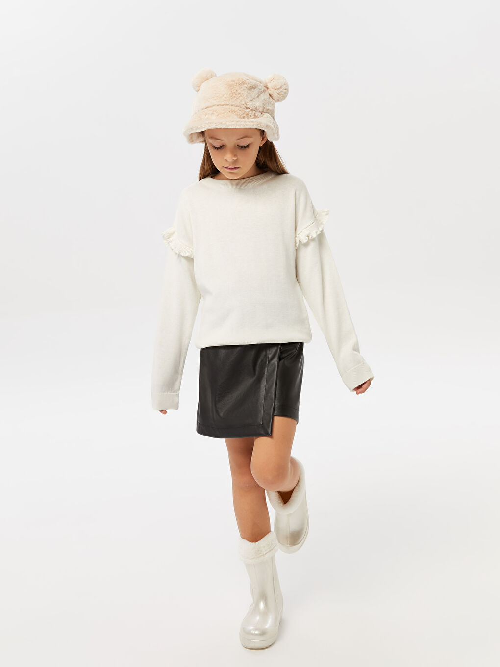 Серпімді белдік жасанды былғары қыз шорты-белдемше-1