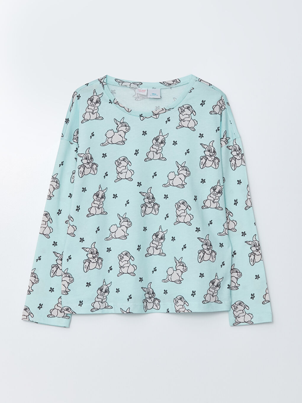 Crew Neck Bambi Printed Long Sleeve Girls Pajamas Set-1