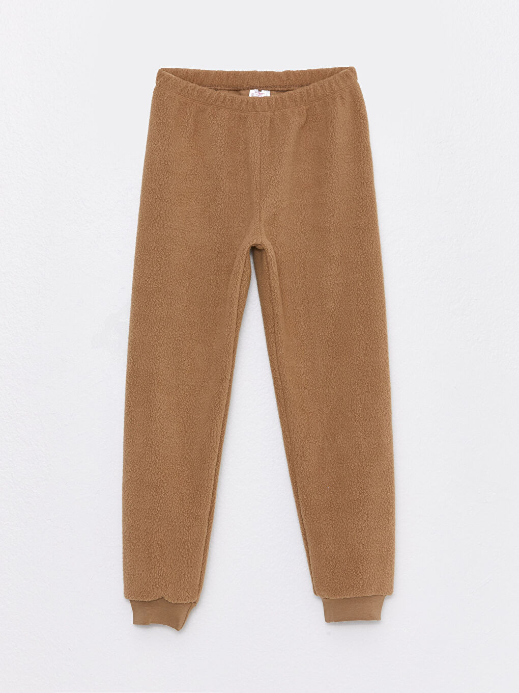 Bej Bisiklet Yaka Nakışlı Uzun Kollu Polar Kız Çocuk Pijama Takımı-2