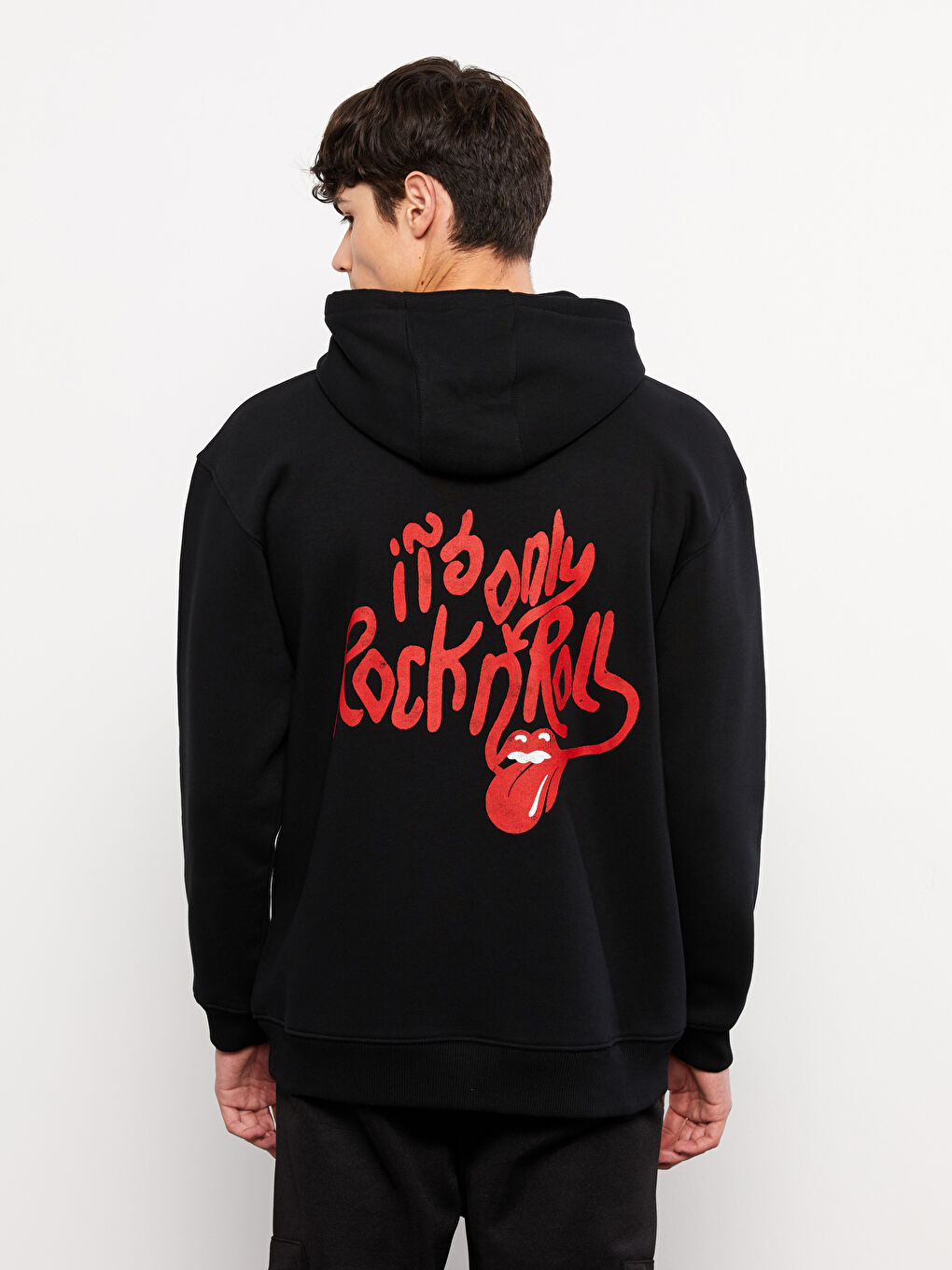 LCW Casual Yeni Siyah Uzun Kollu Baskılı Erkek Hoodie - 4