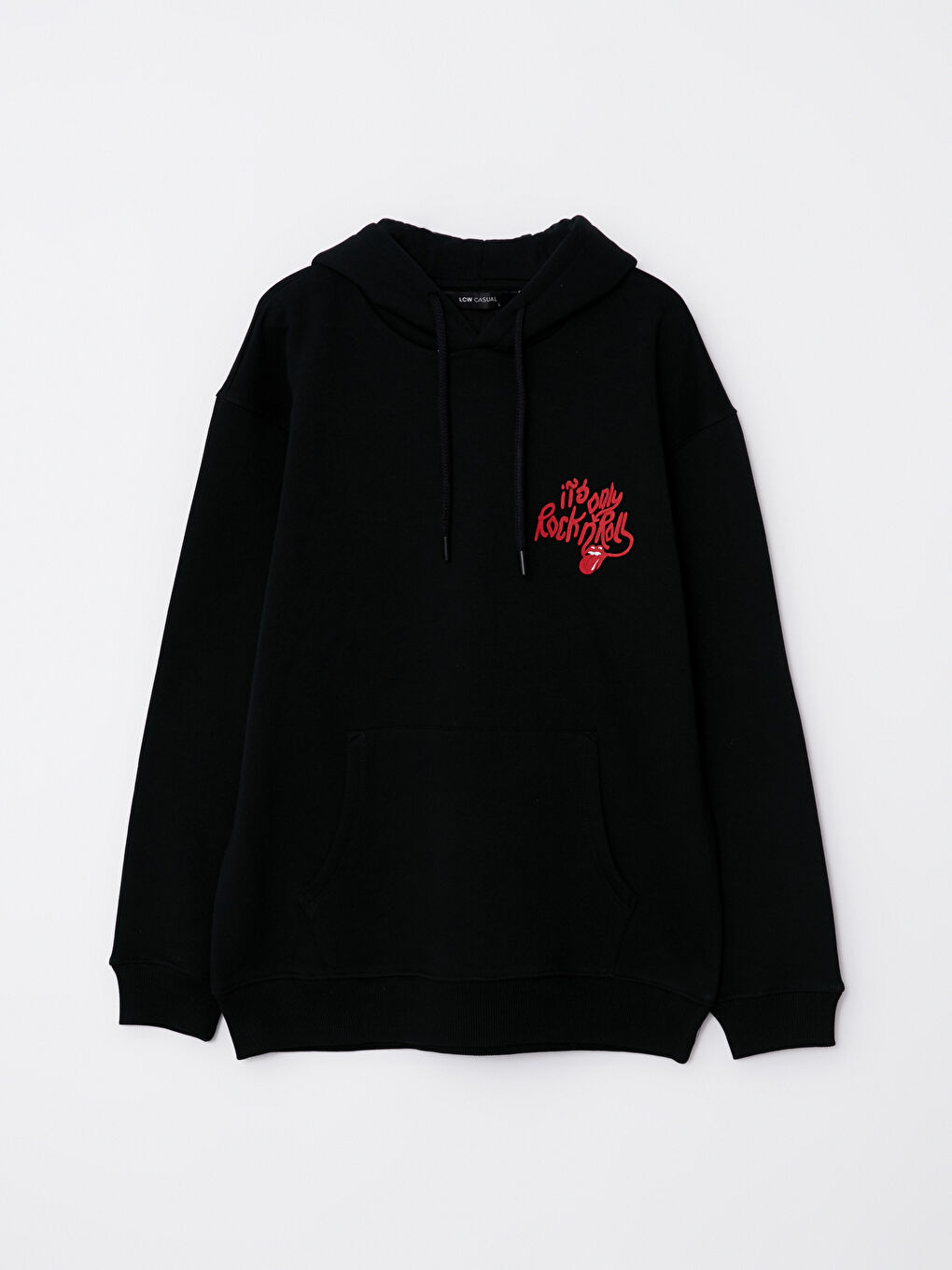 LCW Casual Yeni Siyah Uzun Kollu Baskılı Erkek Hoodie - 5