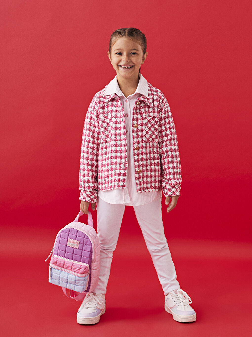 LCW Kids Ekose Uzun Kollu Kız Çocuk Gömlek Ceket -W2GU27Z4-LNQ