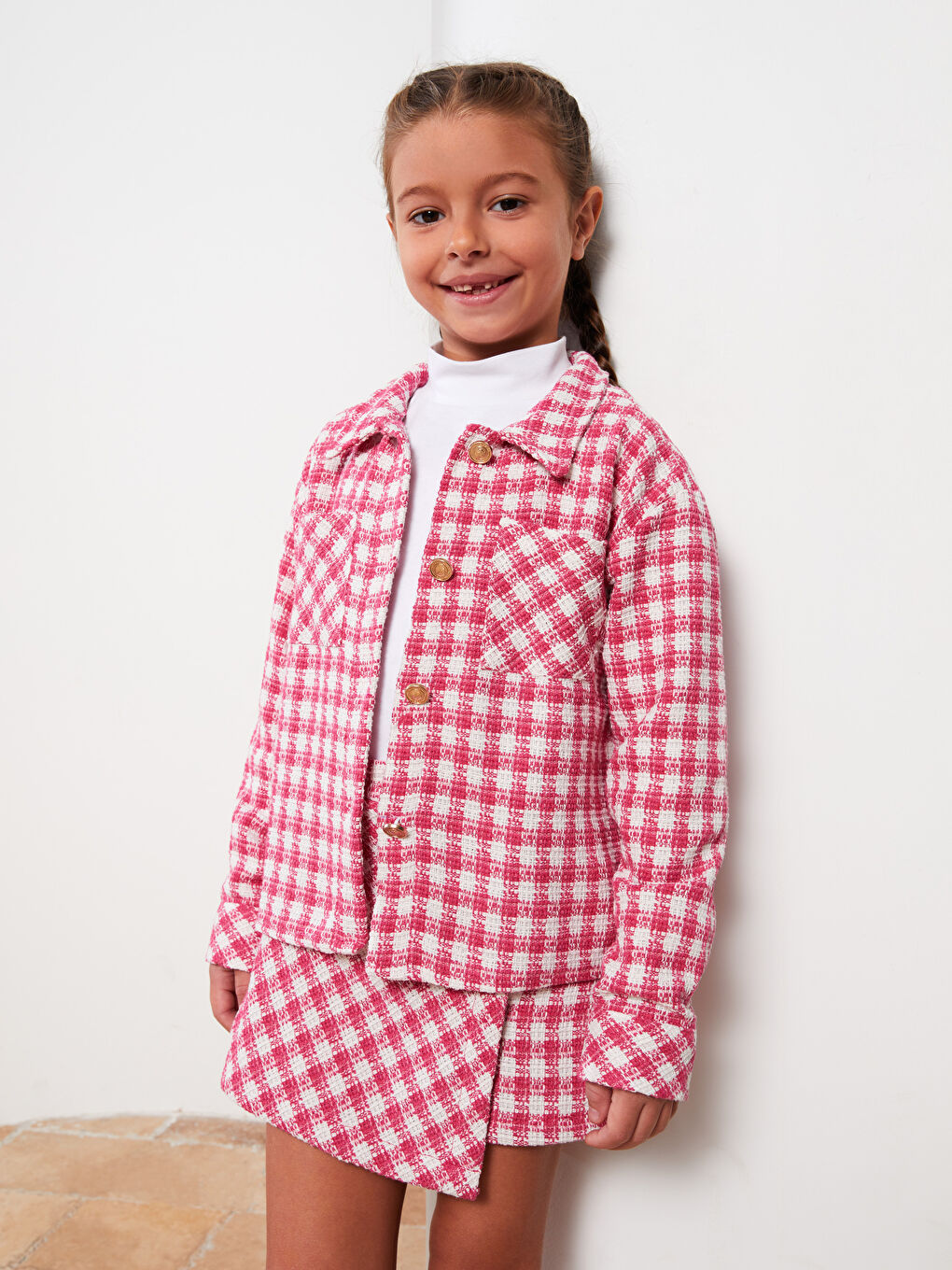 LCW Kids Ekose Uzun Kollu Kız Çocuk Gömlek Ceket -W2GU27Z4-LNQ