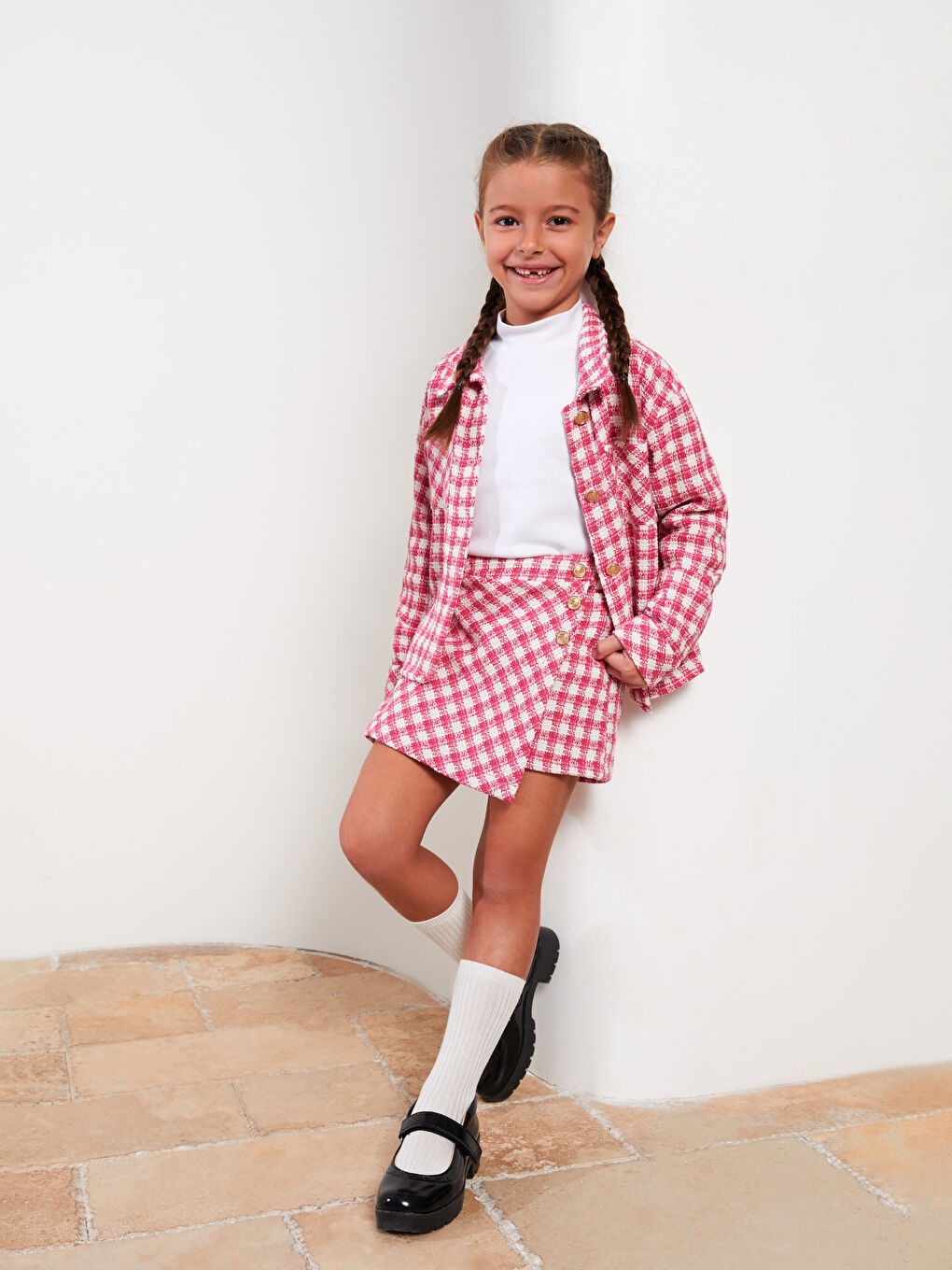 ელასტიური წელი პლედი გოგონების მოკლე ქვედაბოლო-2