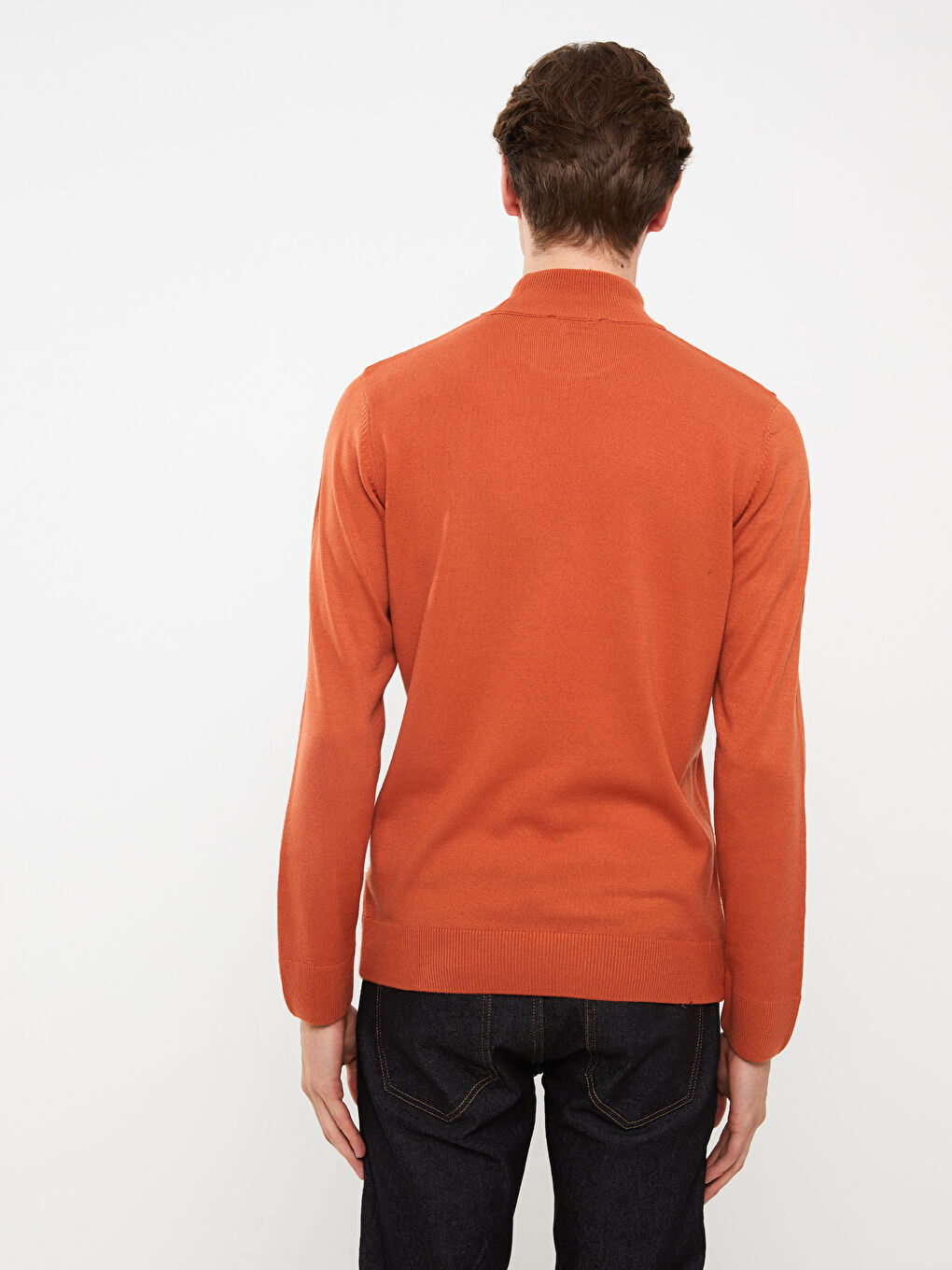 سترة تريكو بكول نص عالي وكم طويل رجال-3