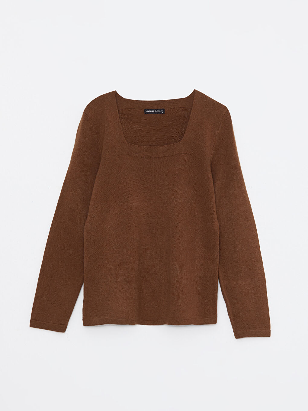 Свитер из трикотажа с квадратным воротником и длинным рукавом для женщин-5