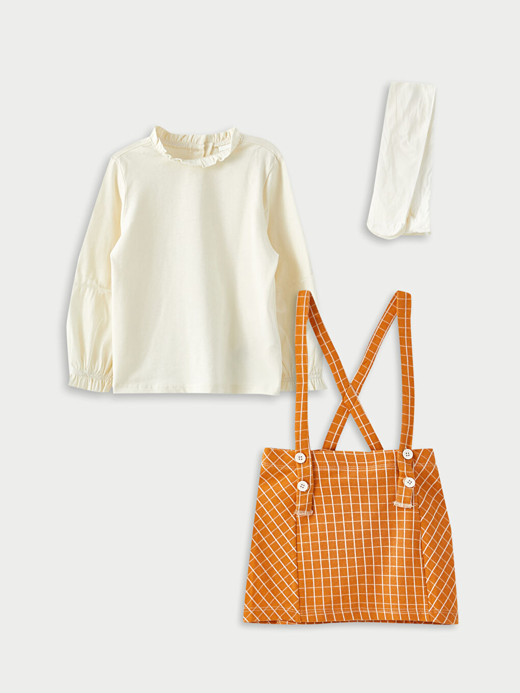 تيشيرت فستان بياقة قمع وكم طويل للبنات مع كولون - عبوة من ٣ قطع