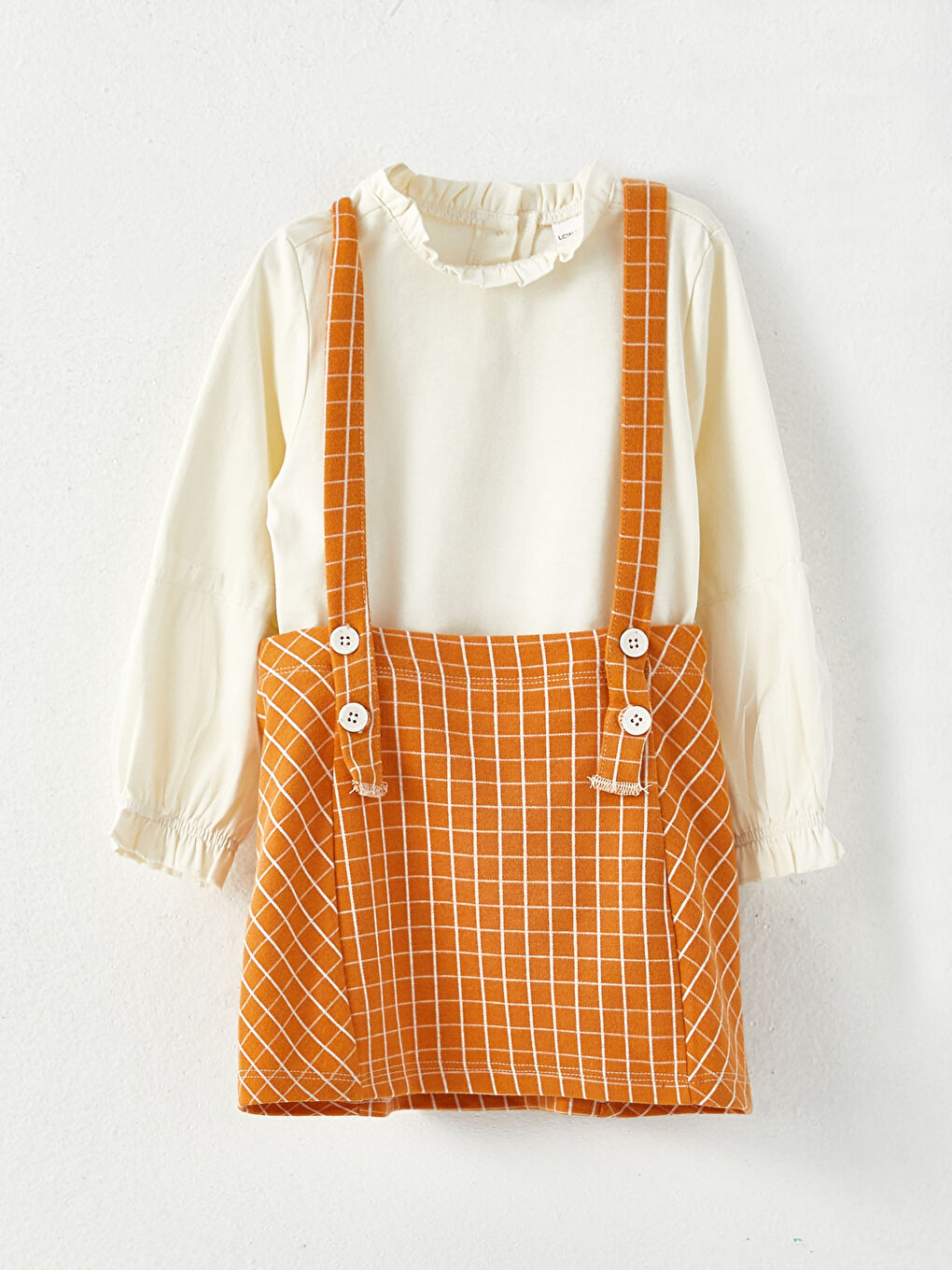 تيشيرت فستان بياقة قمع وكم طويل للبنات مع كولون - عبوة من ٣ قطع-1