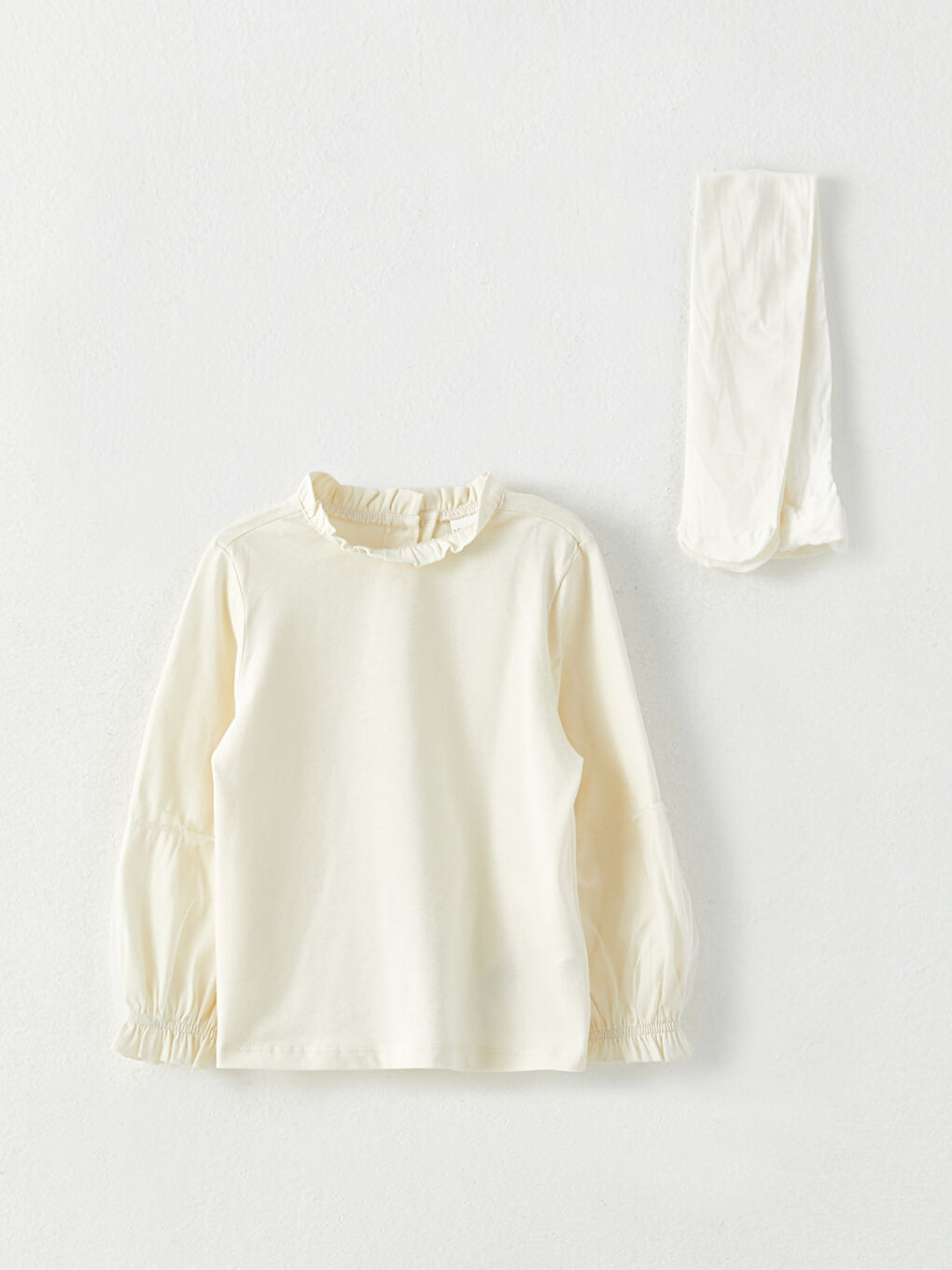 تيشيرت فستان بياقة قمع وكم طويل للبنات مع كولون - عبوة من ٣ قطع-2