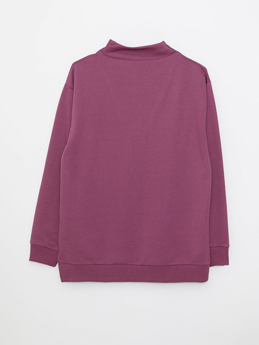 Funnel Neck Plain Long Sleeve Women's Sweatshirt-6