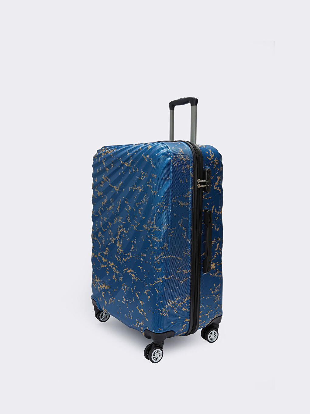 Mavi Baskılı Kilit Detaylı Orta Boy Valiz-1