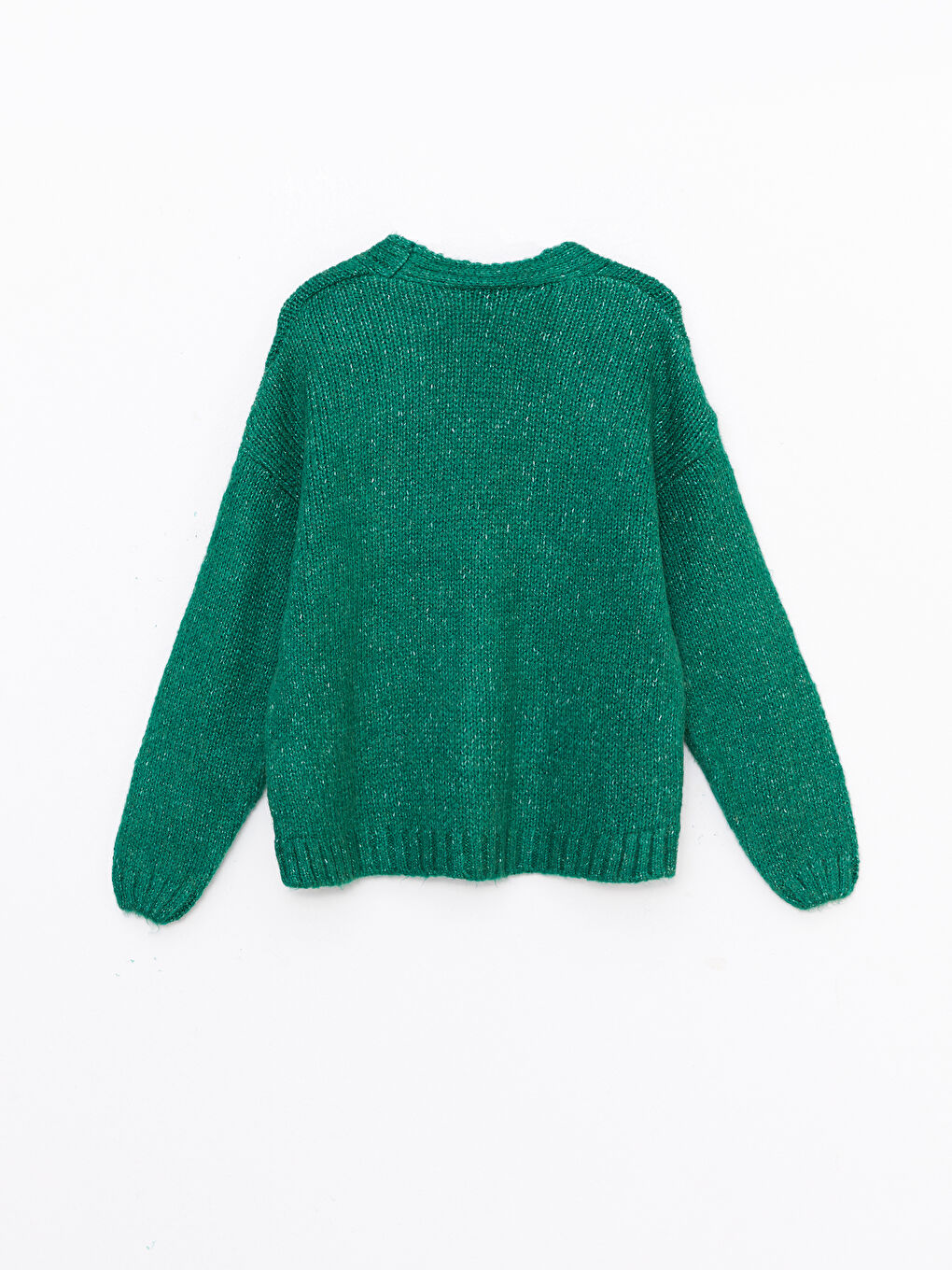 Yeşil V Yaka Kadın Triko Hırka-6