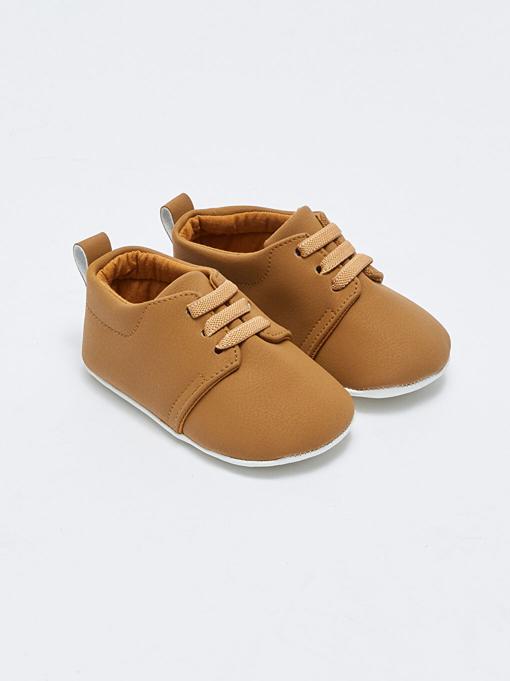 Deri Görünümlü Bağcıklı Erkek Bebek Yürüme Öncesi Ayakkabı