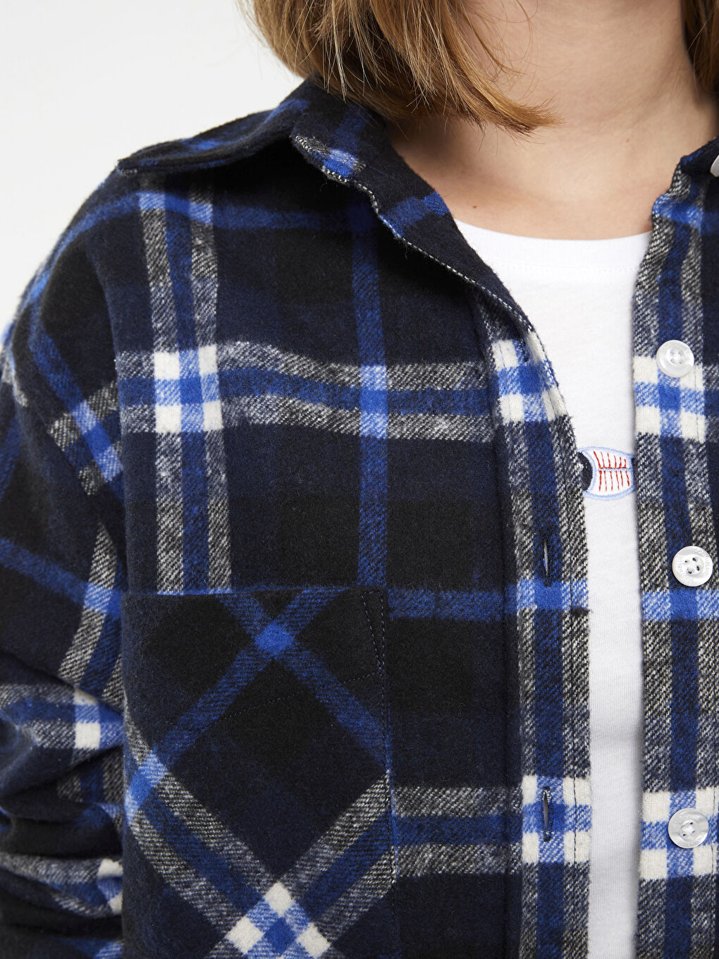 Plaid Long Sleeve Oxford Women's Shirt Jacket-3