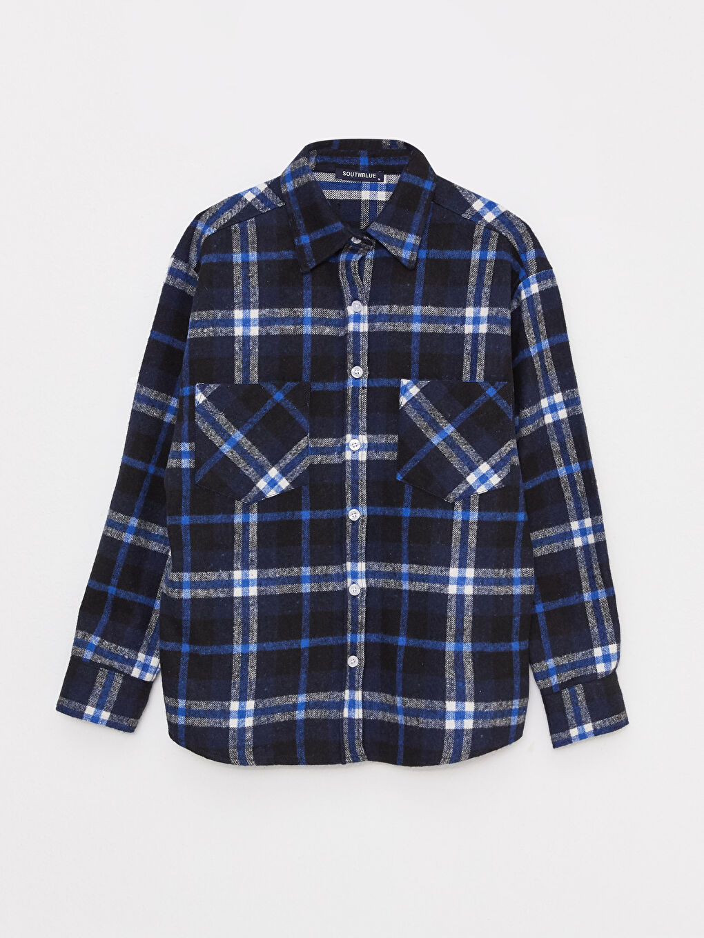 Plaid Long Sleeve Oxford Women's Shirt Jacket-5