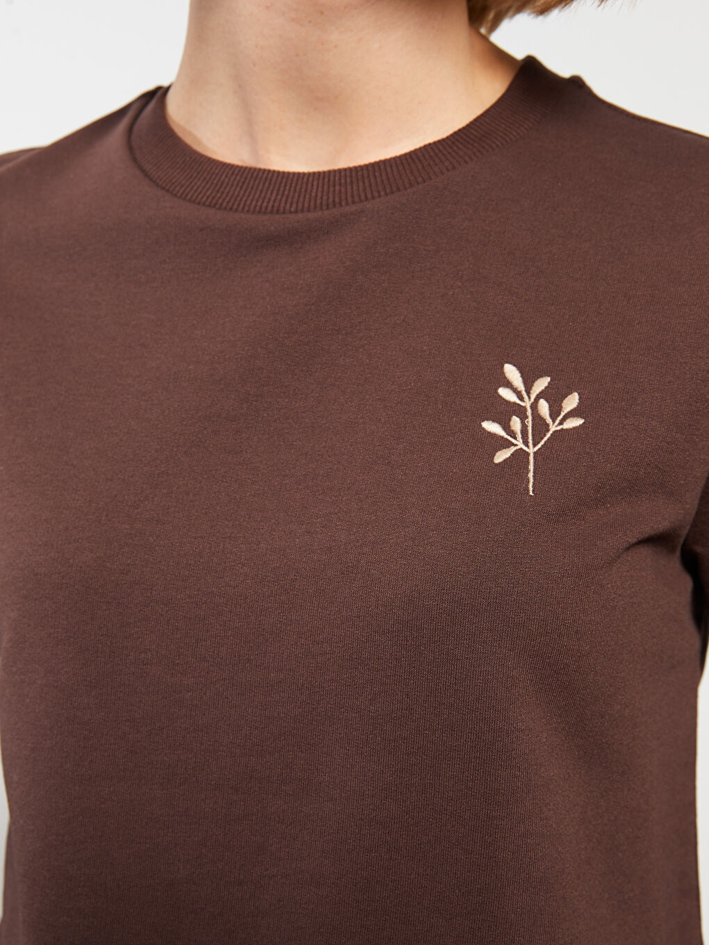 Crew Neck Embroidered Long Sleeve Women's Sweatshirt-3