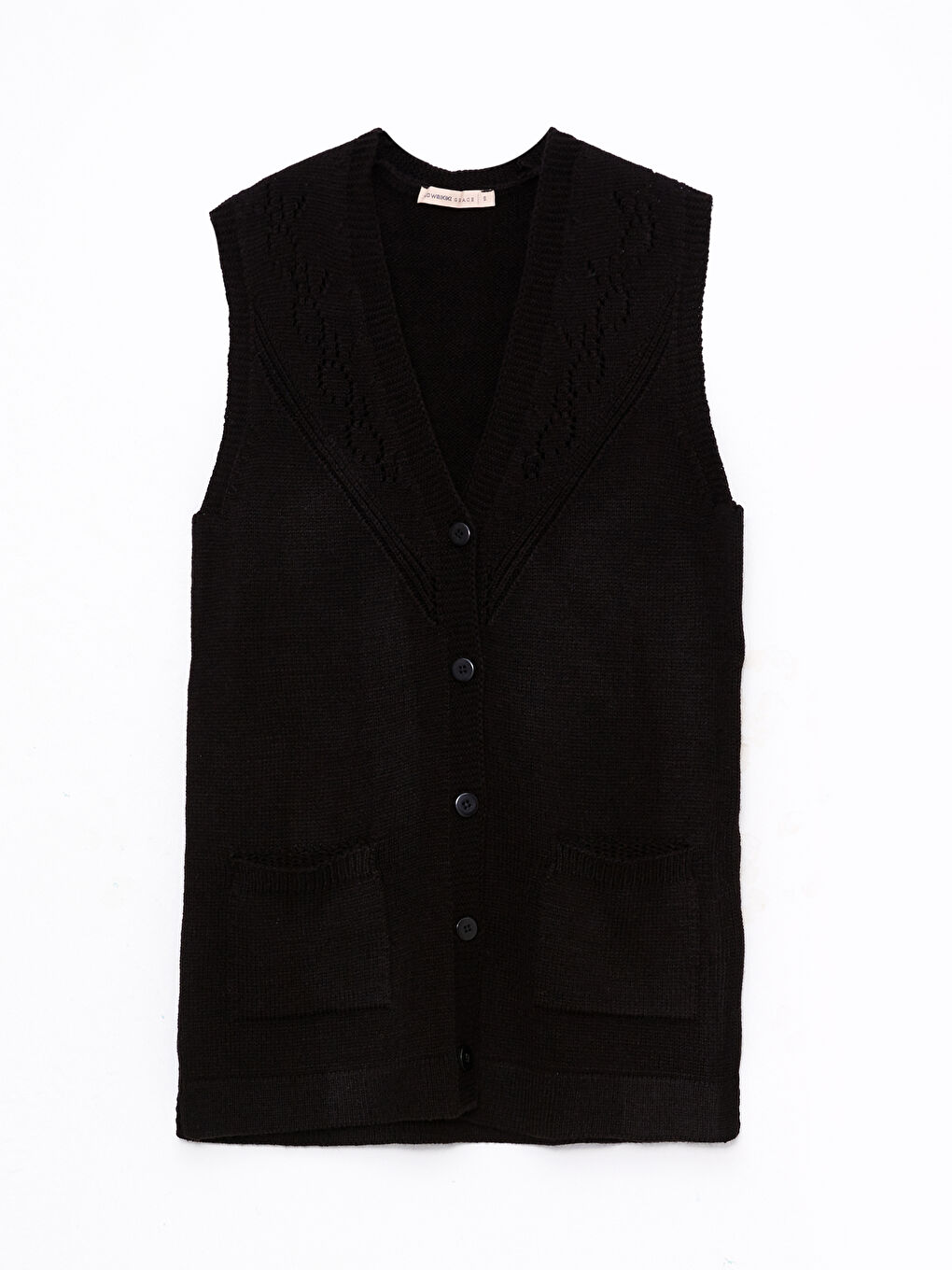 V-Neck Self-Patterned Women's Knitwear Waistcoat
