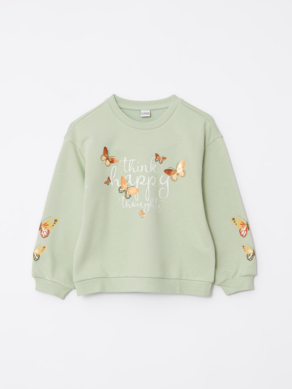 Crew Neck Printed Long Sleeve Girls' Sweatshirt