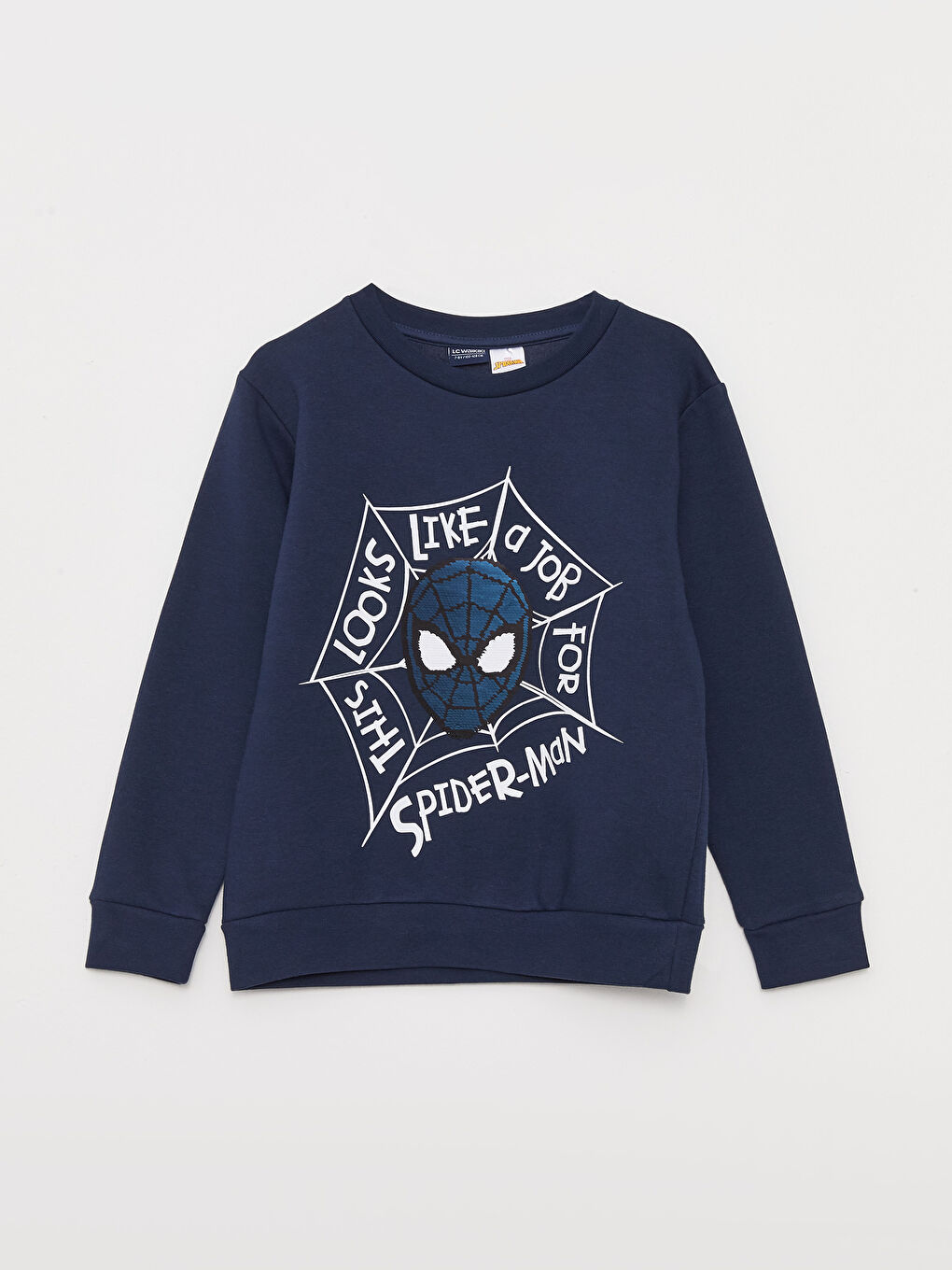 Crew Neck Spider-Man Printed Reversible Sequined Long Sleeve Boy Sweatshirt-1